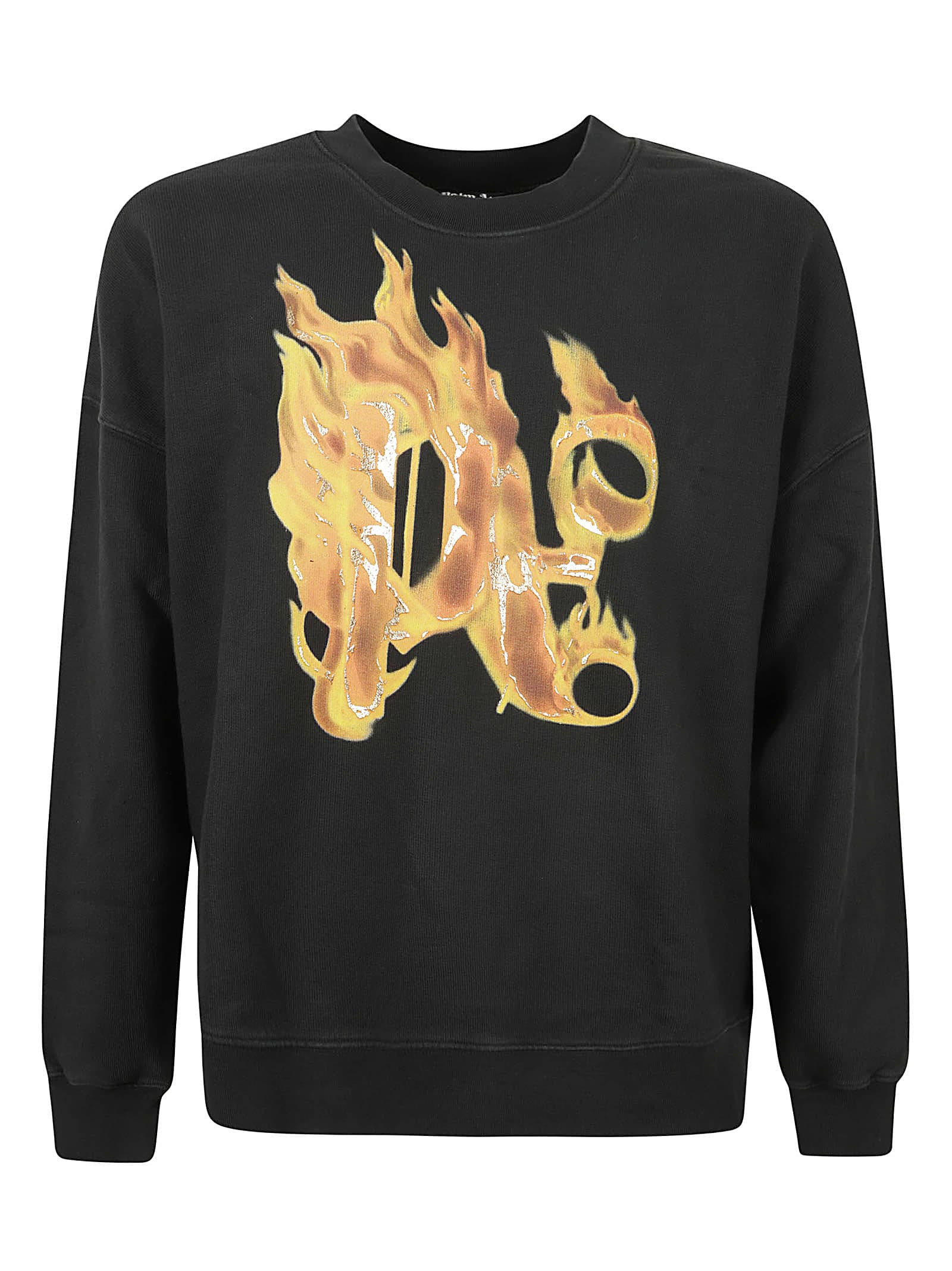 Palm Angels Foggy Pa Crewneck Sweatshirt In Black/gold