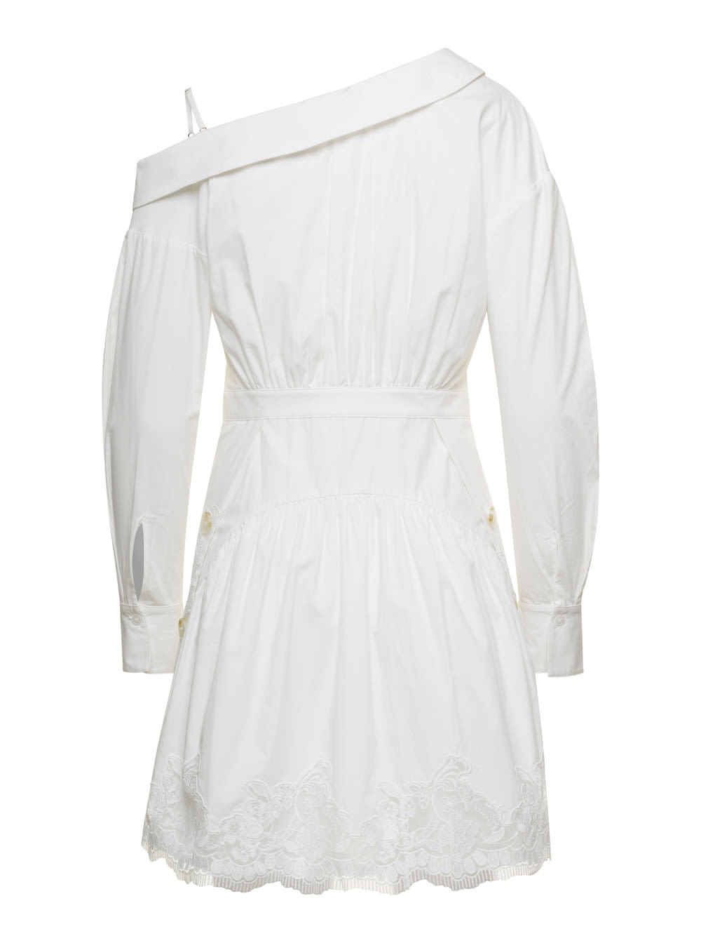 Self-portrait Popeline Symmetric Dress In White