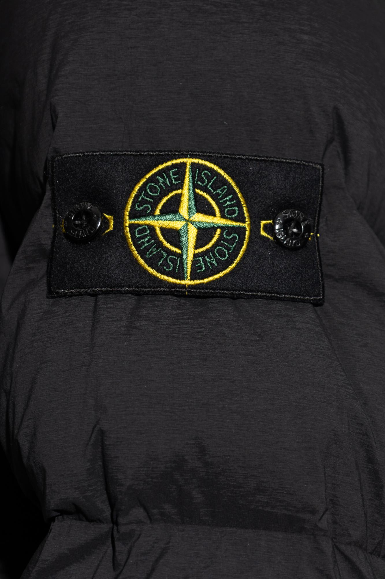 Stone Island Quilted High Collar Bomber Jacket In Black