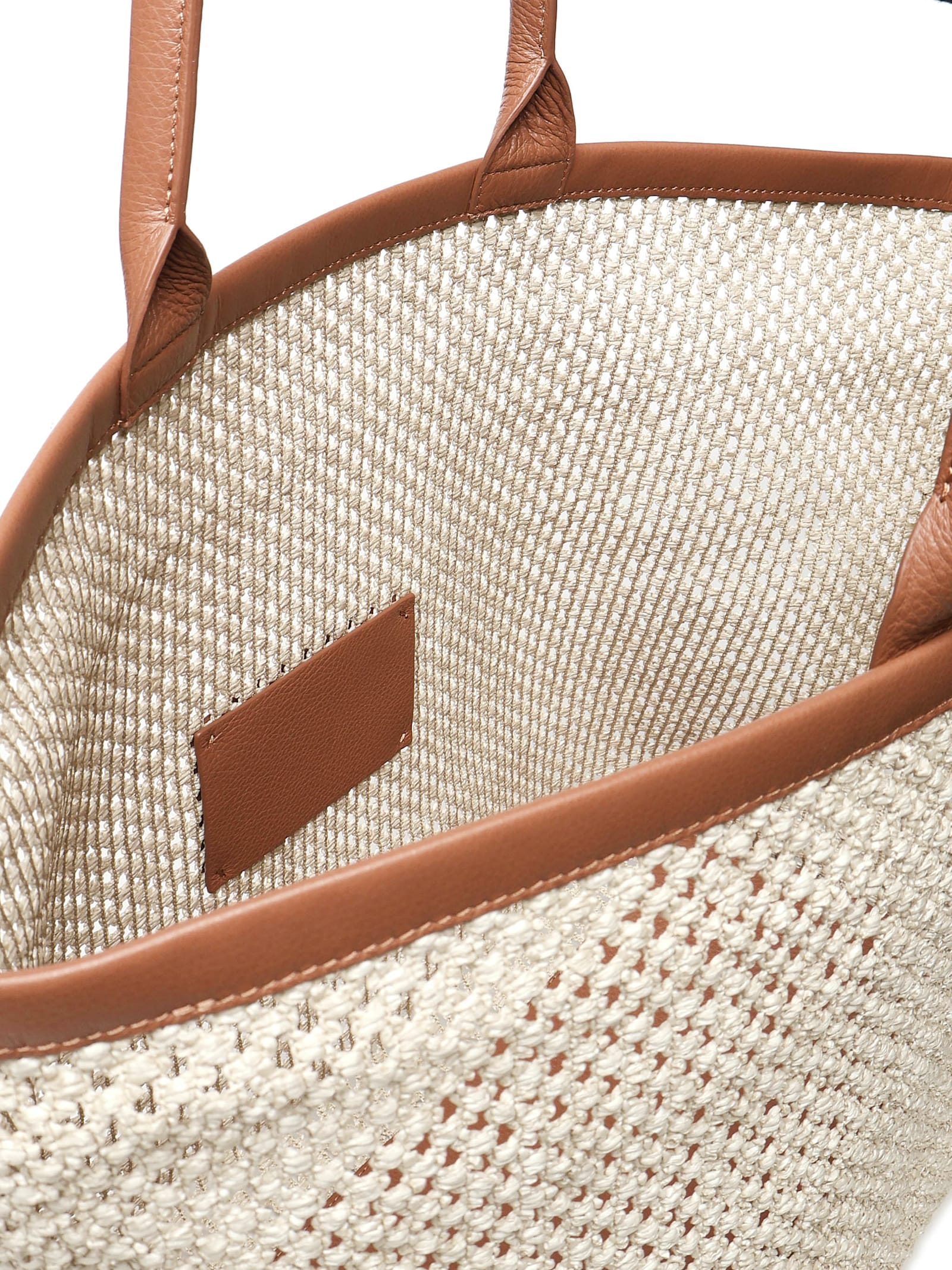 Eleventy Woven Tote Bag In Sand And Brown