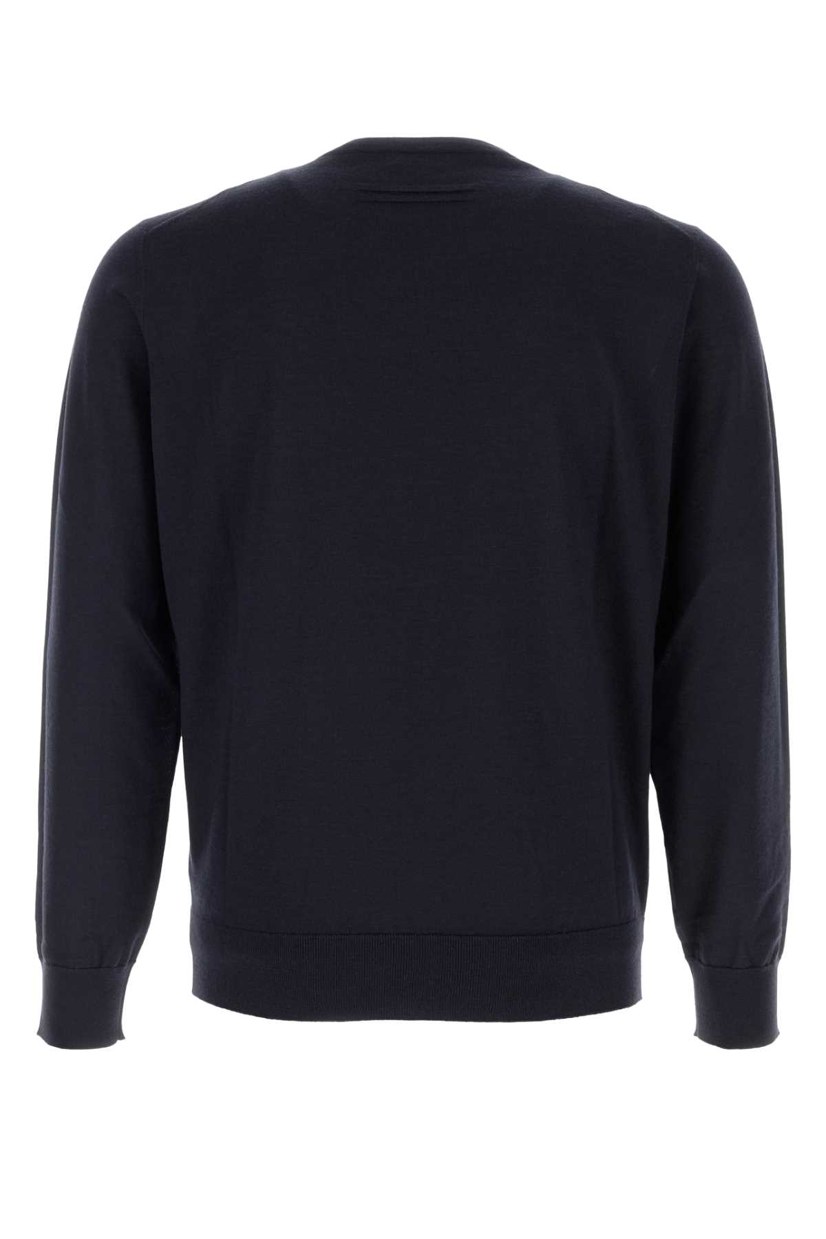 Zegna Midnight Blue Cashmere Blend Sweater In Blue
