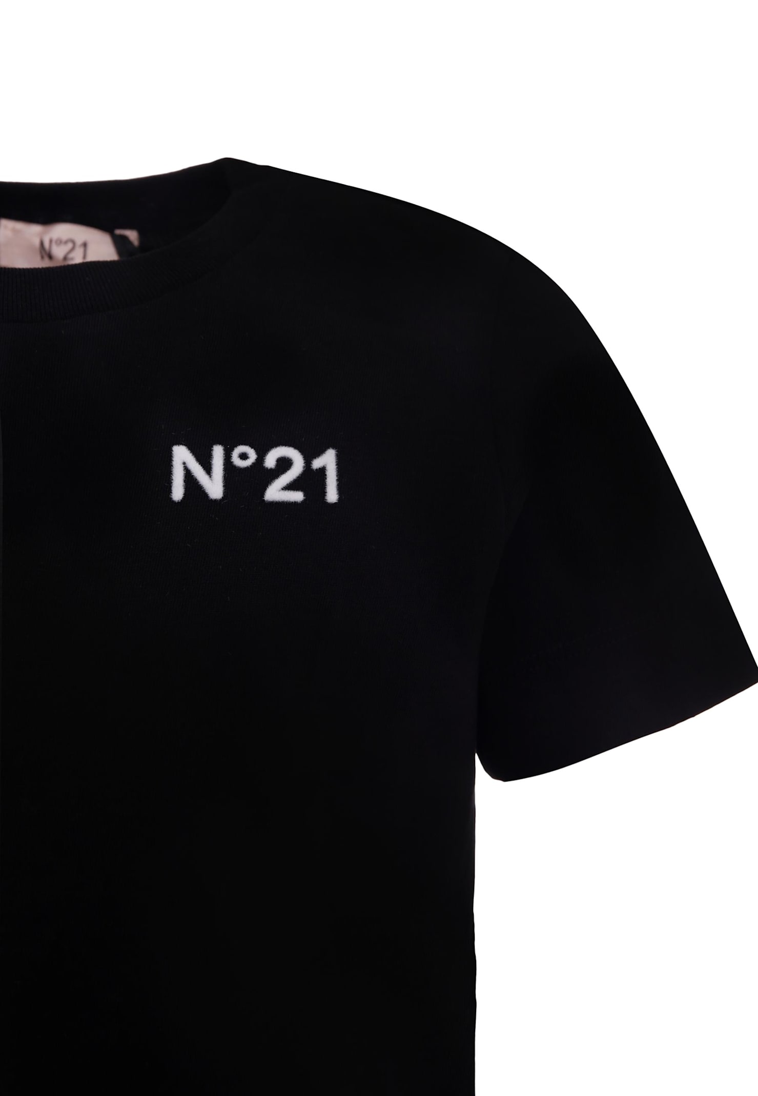 N°21 Black T-shir For Girl With Logo In Black