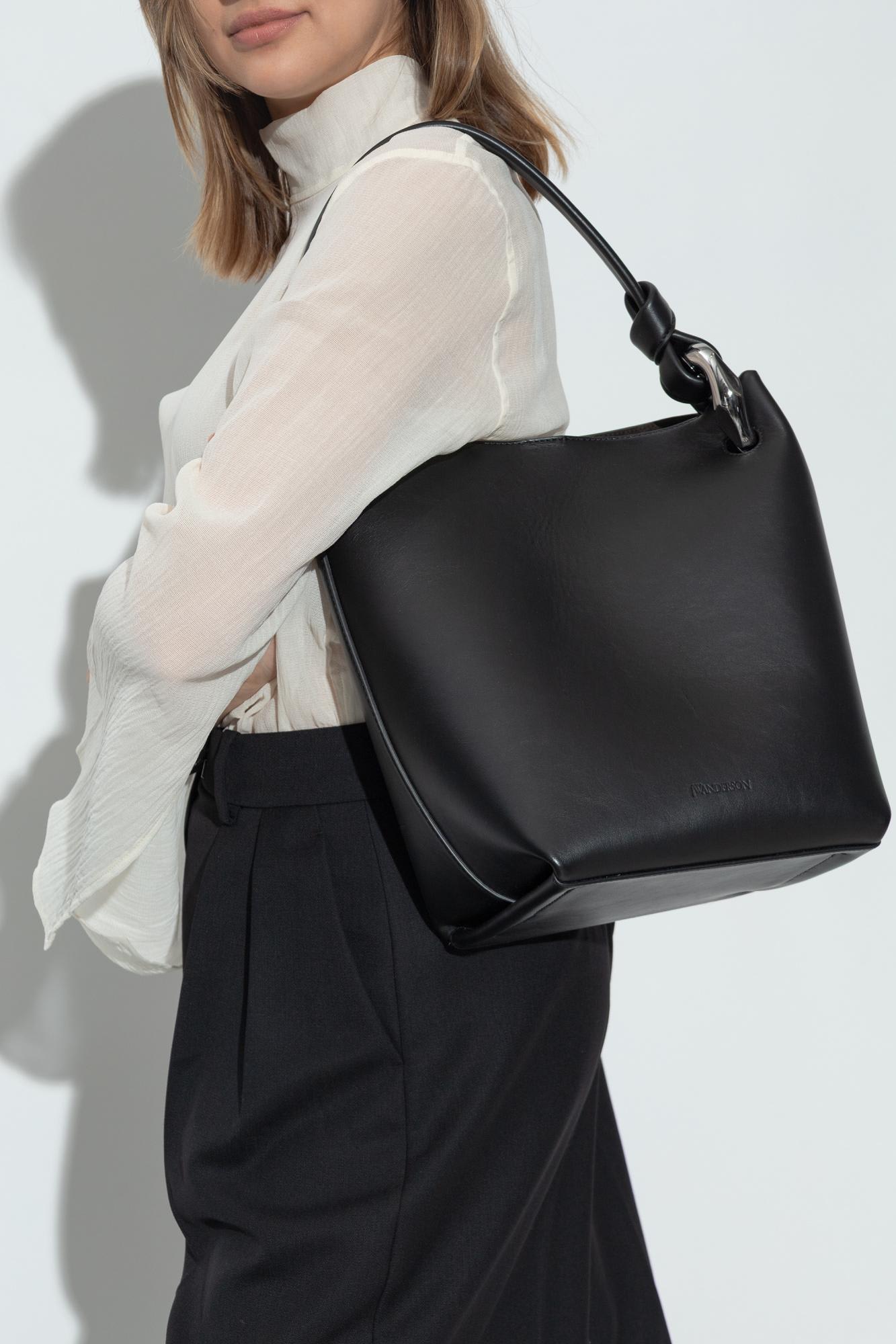 Jw Anderson Shoulder Bag `corner` Bucket Type In Black