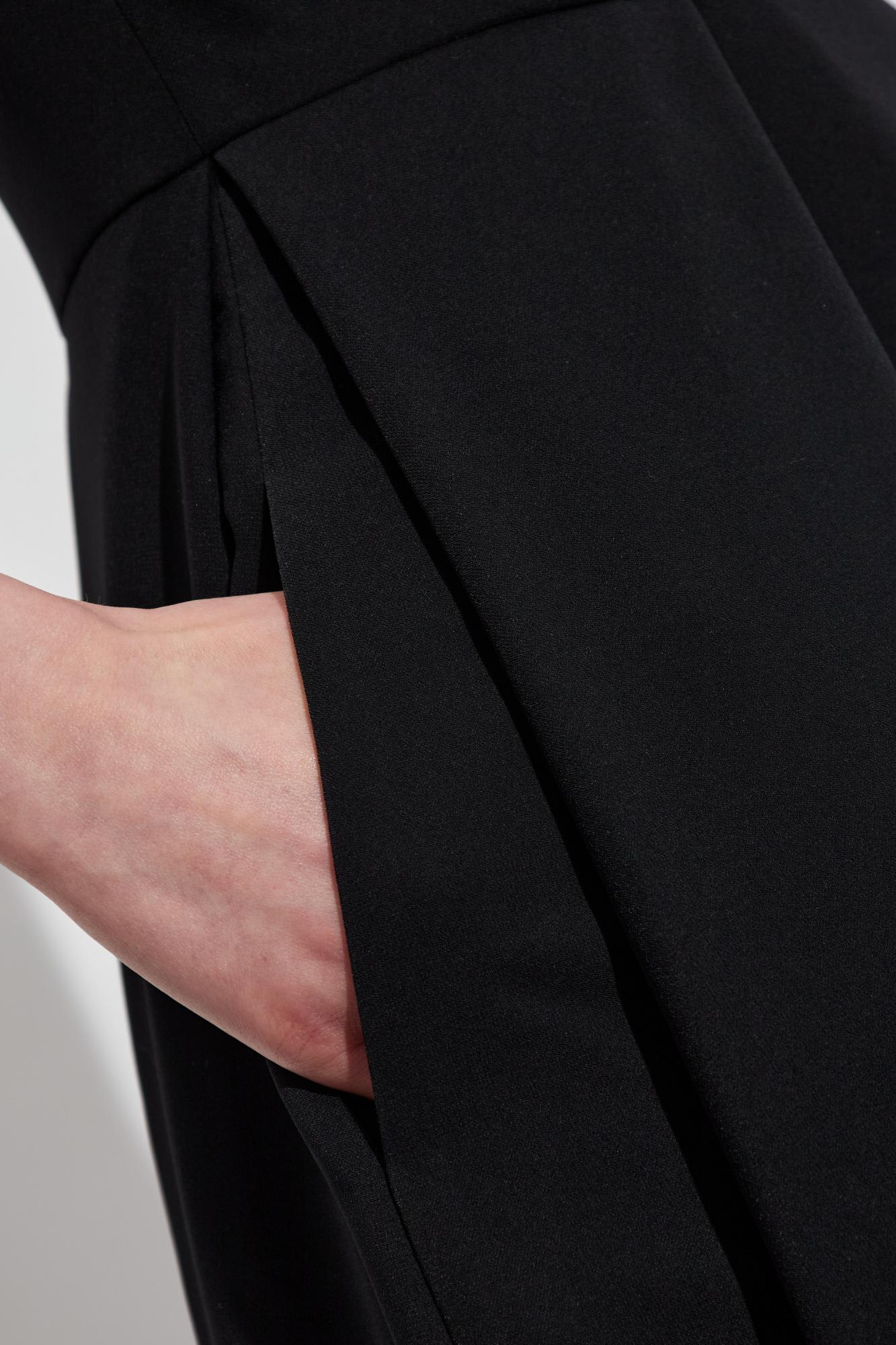 Emporio Armani Robe Sans Manche Avec Plis En Cady Technique In Black