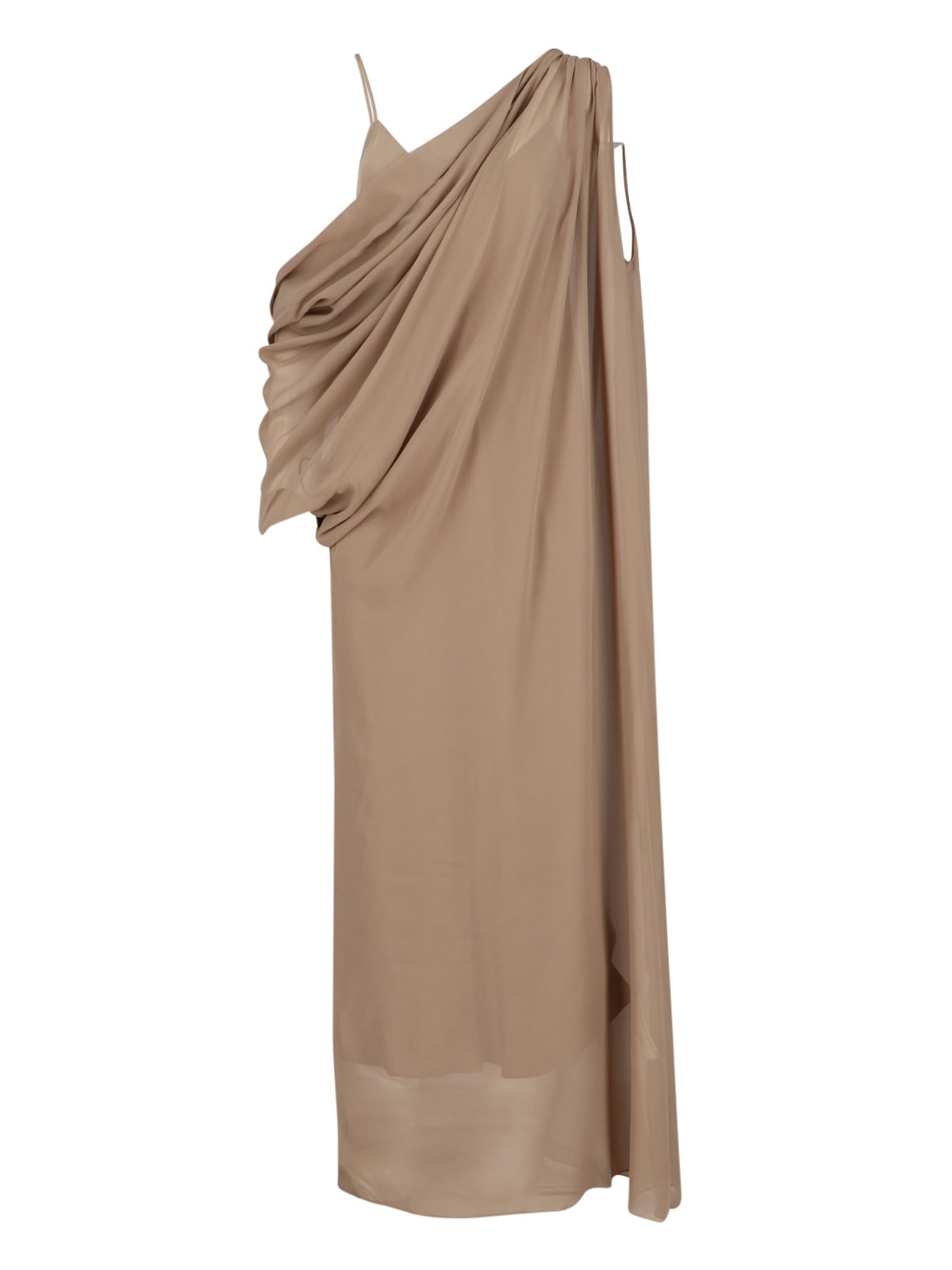 Shop Khaite Taj Draped Maxi Dress In Beige