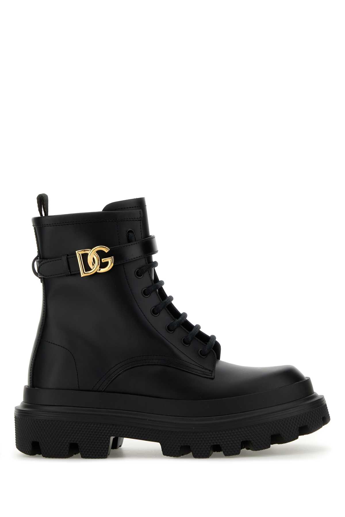 Shop Dolce & Gabbana Black Leather Ankle Boots In Nero