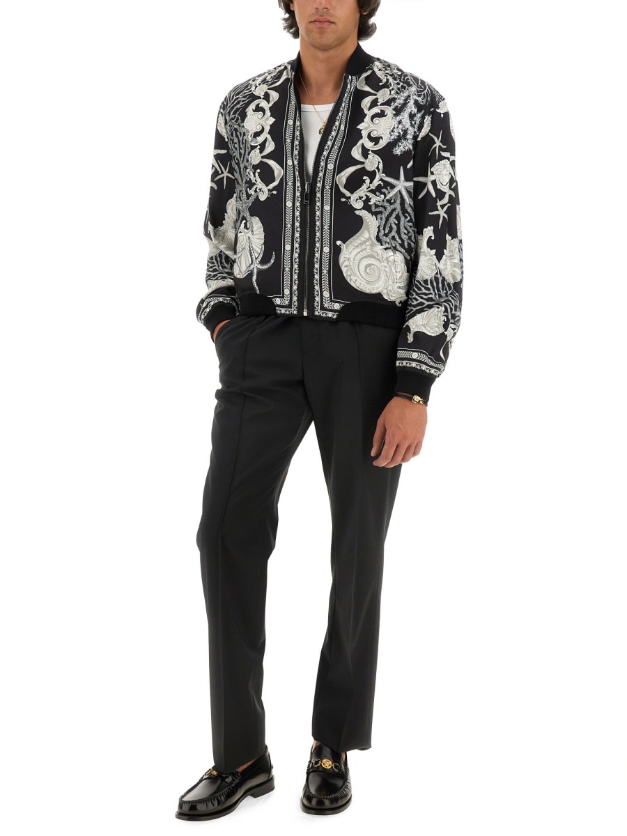 Versace Reversible Baroque Sea Jacket In Multicolour
