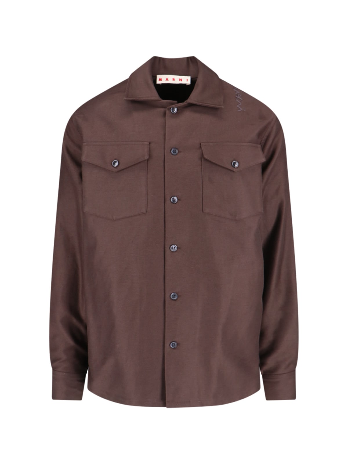 Shop Marni Classic Shirt In Brown