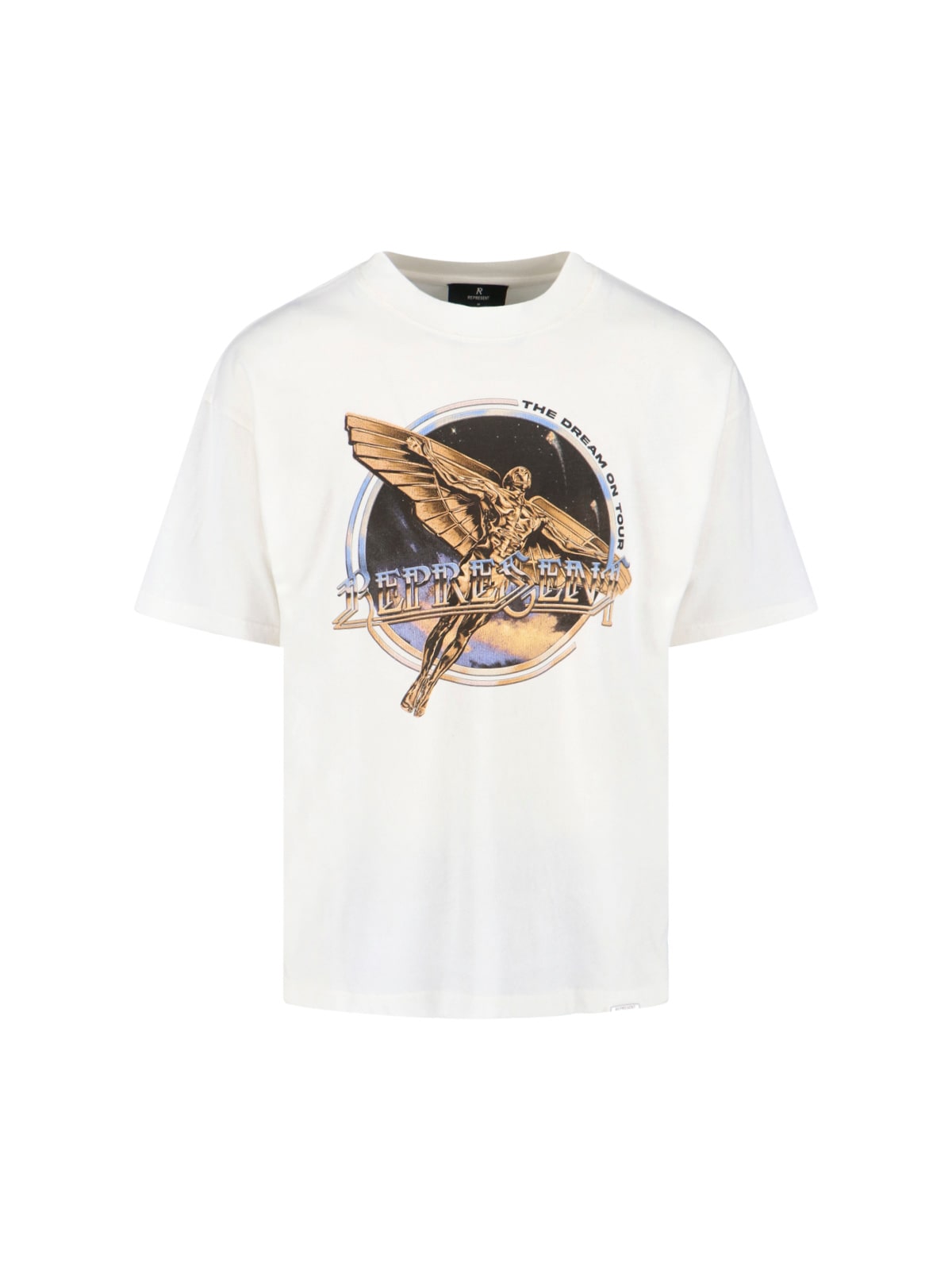 Represent White Crew Neck T-shirt With Graphic Print On Front And Back In Cotton Man In White