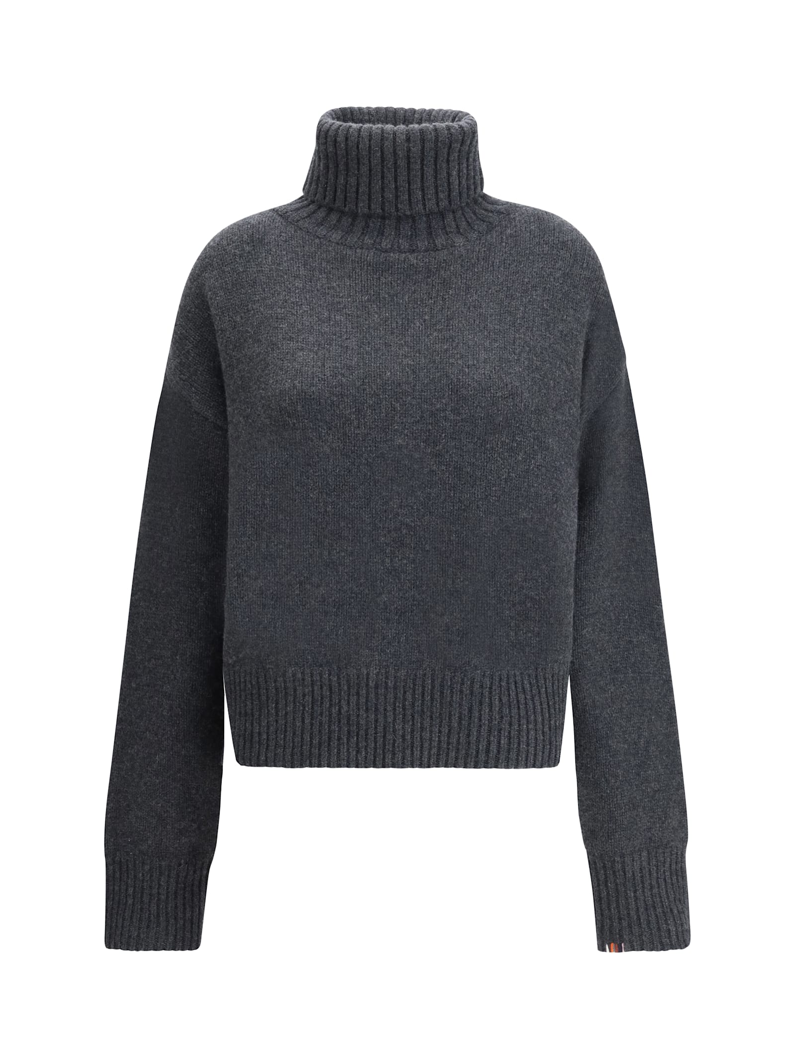 Extreme Cashmere N°434 Crop Xtra Turtleneck Sweater In Women's Cashmere In Gray