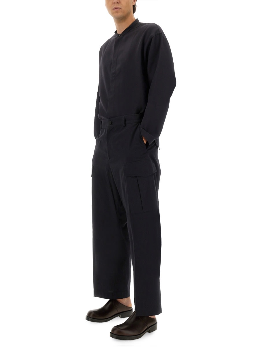 Studio Nicholson Cargo Pocket Wide Leg Trousers In Blue