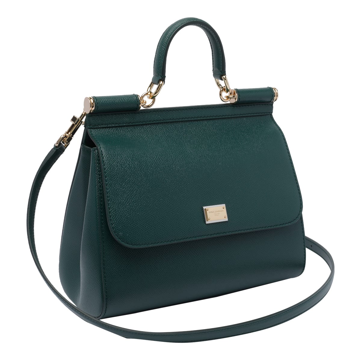 Dolce & Gabbana Large Dark Green Sicily Hand Bag In Blue