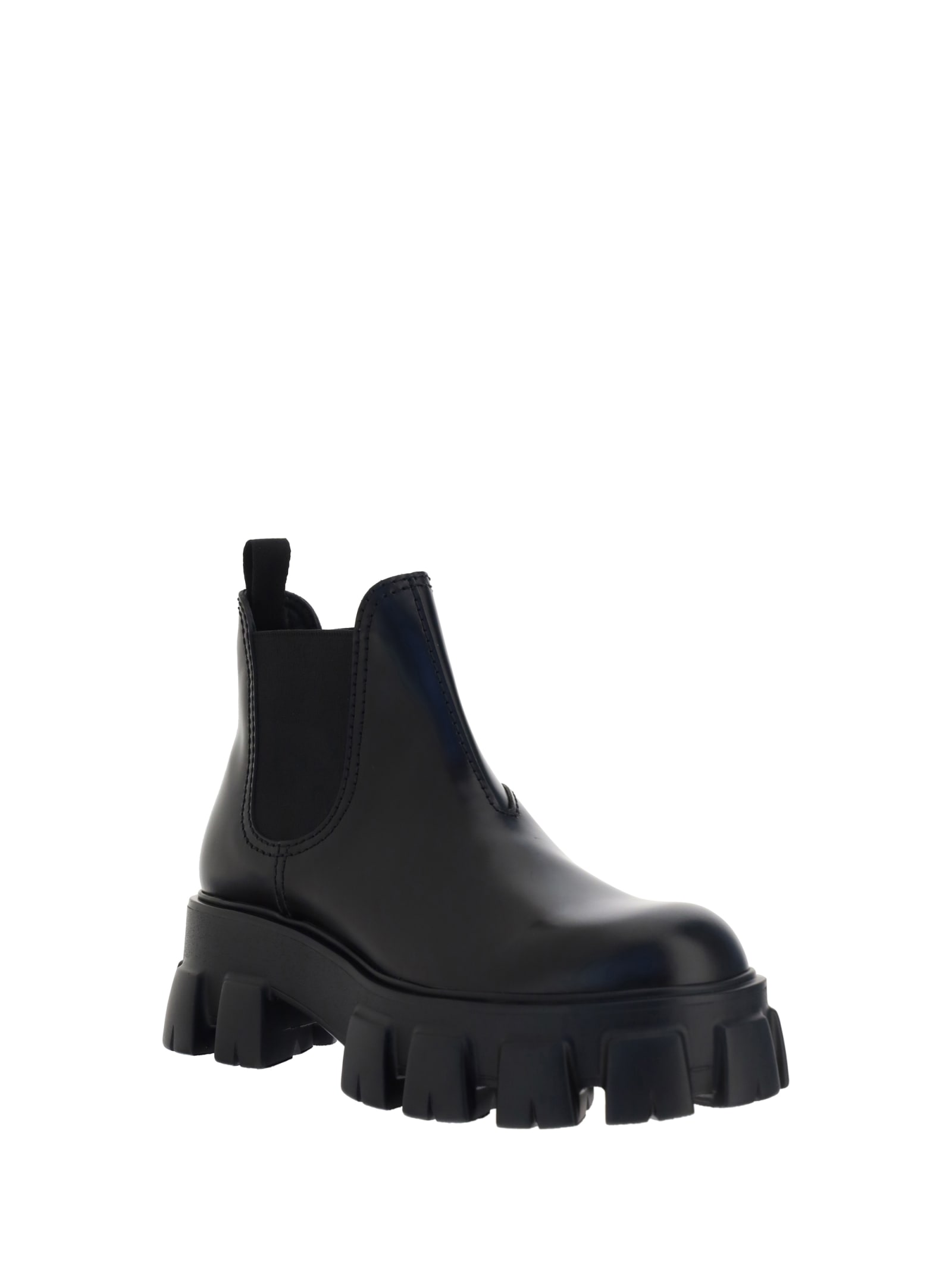 Shop Prada Ankle Boots In Nero