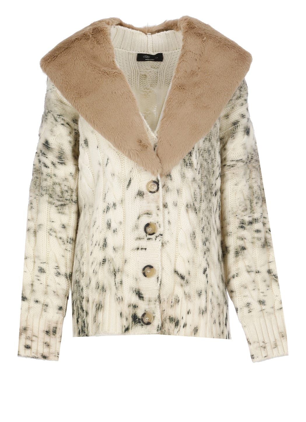 Blumarine Wool Cardigan With Faux Fur