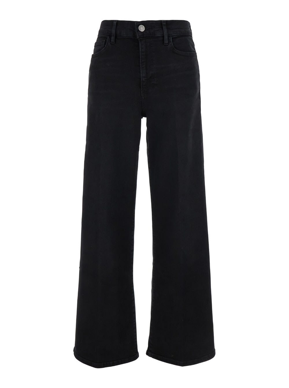 Shop Frame Black High Waist Palazzo Jeans In Denim Woman