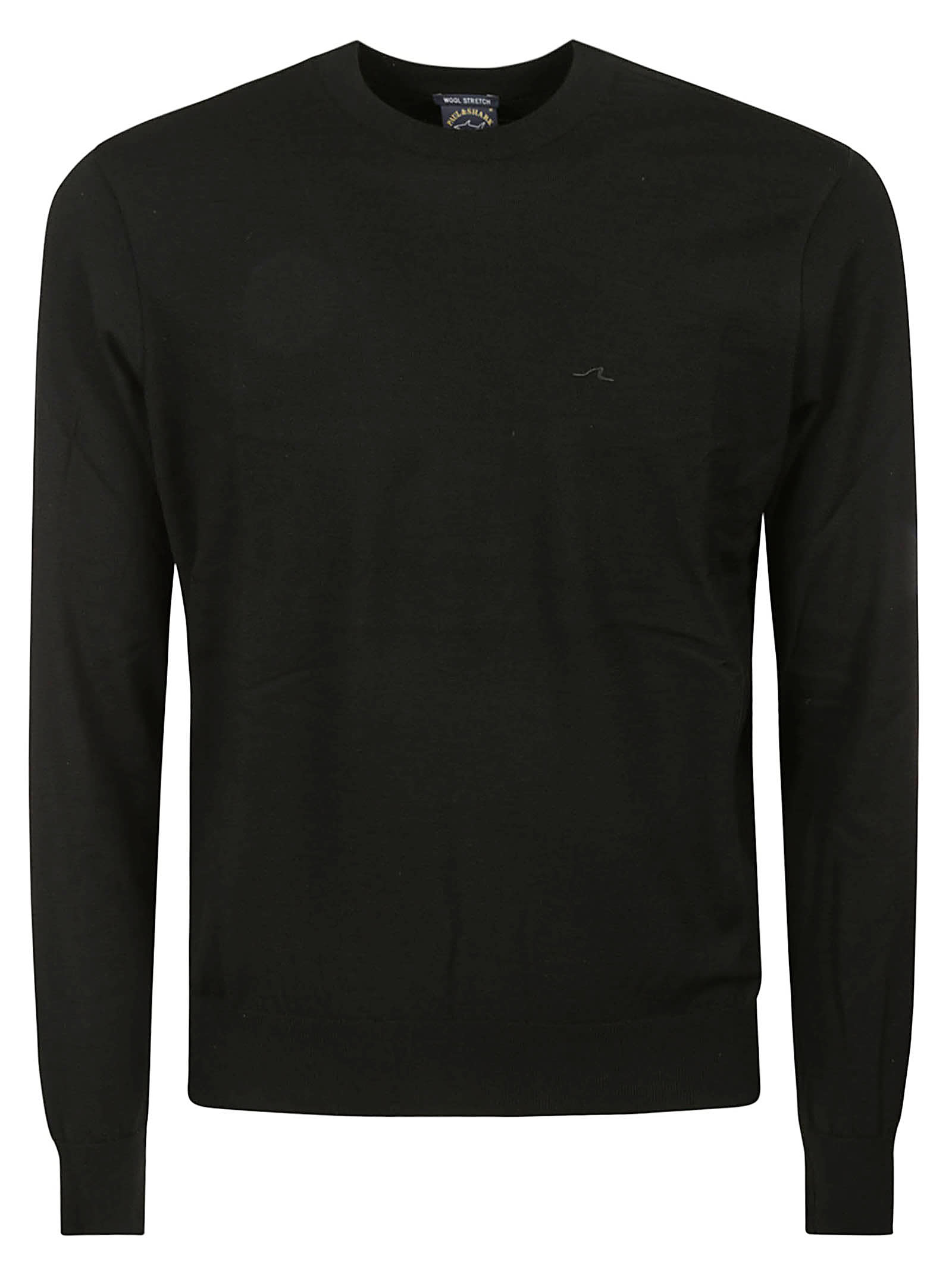 Paul&amp;shark Wool Stretch Crewneck With Embroidery In Black