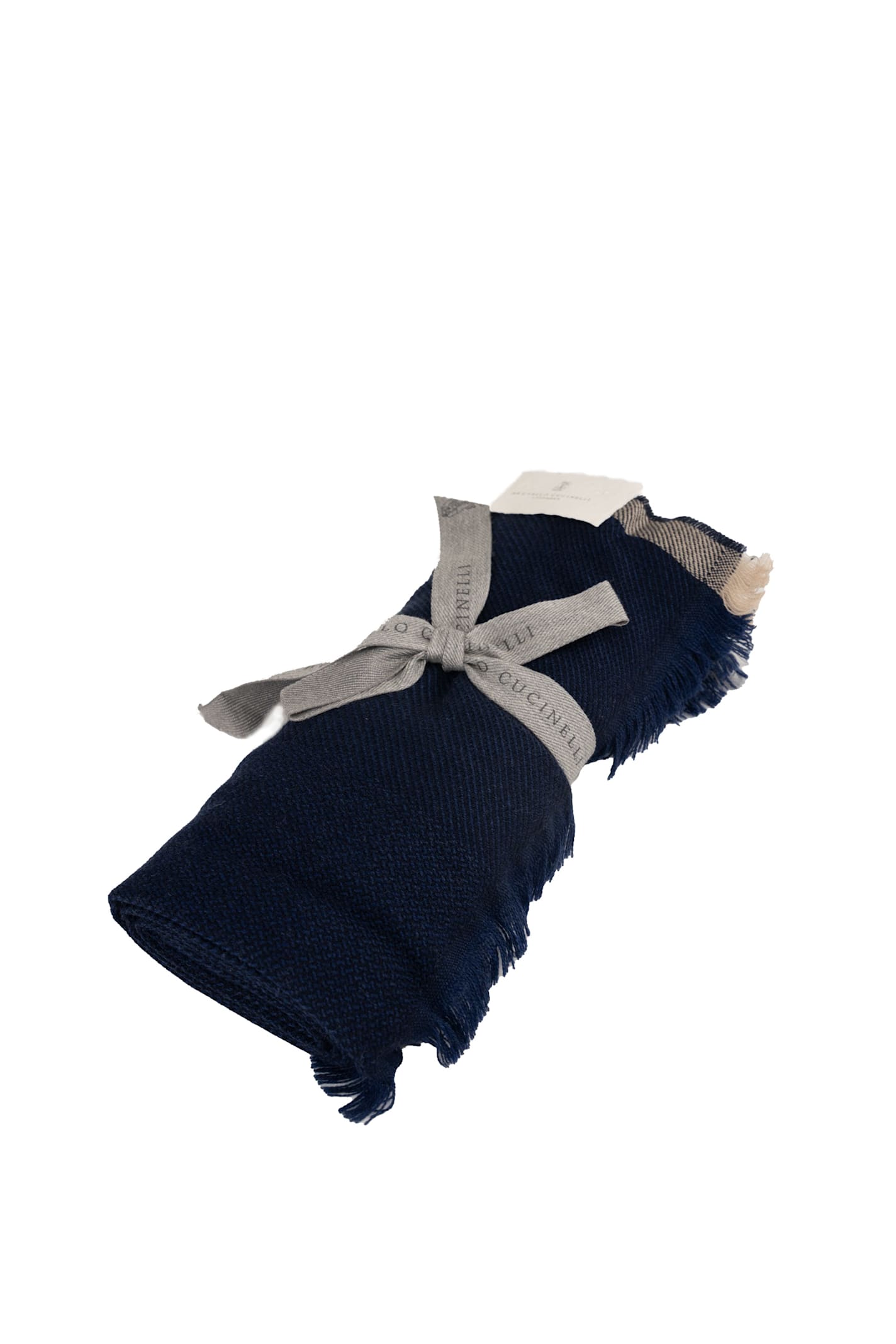 Shop Brunello Cucinelli Wool And Cashmere Scarf In Blu/brown/grigio