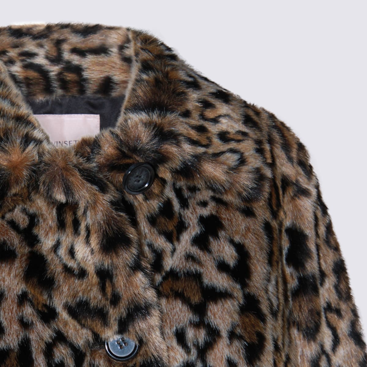 Twinset Animal Print Coat In Brown