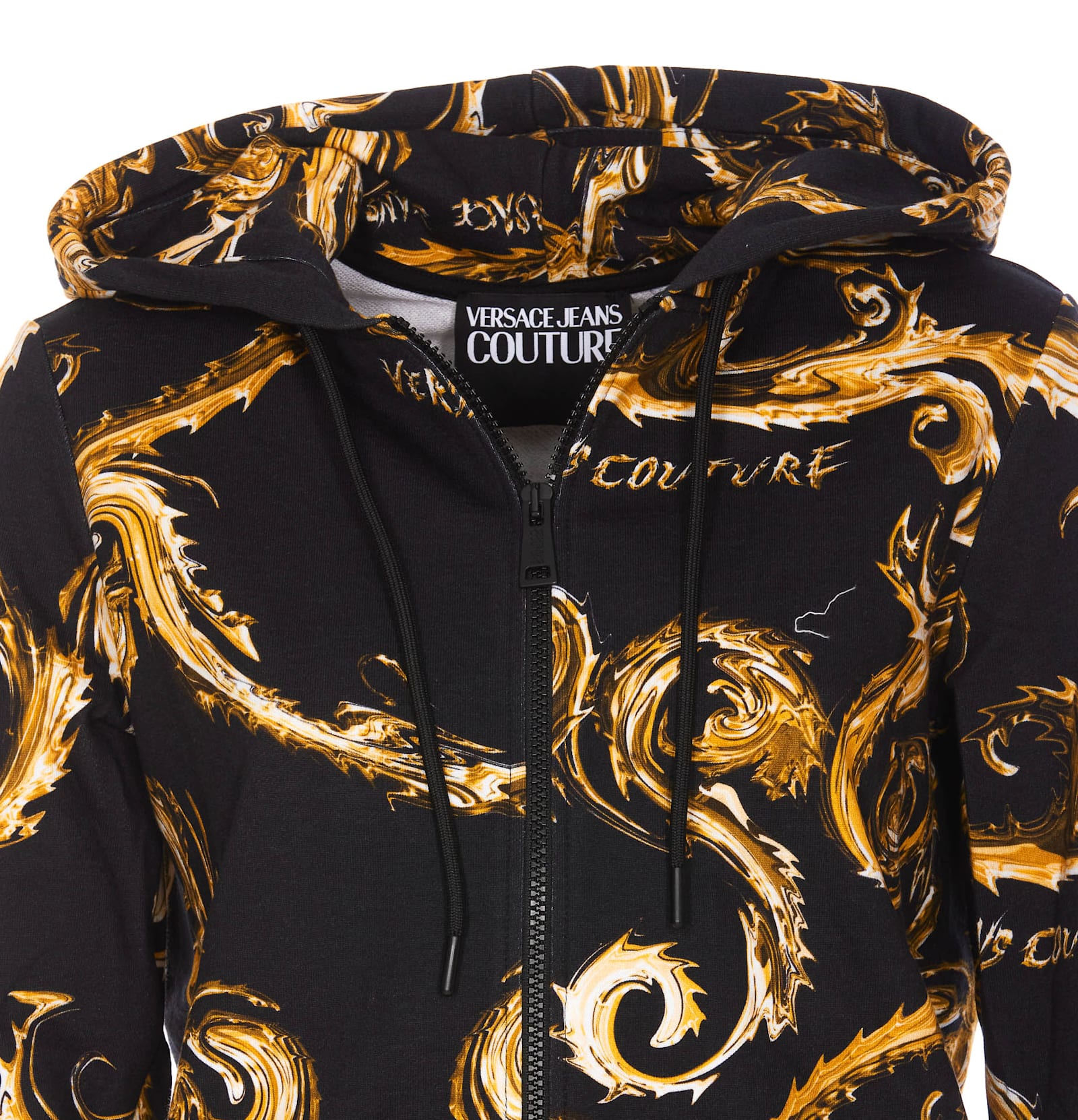 Shop Versace Jeans Couture Zip Chromo Print Sweatshirt In Black