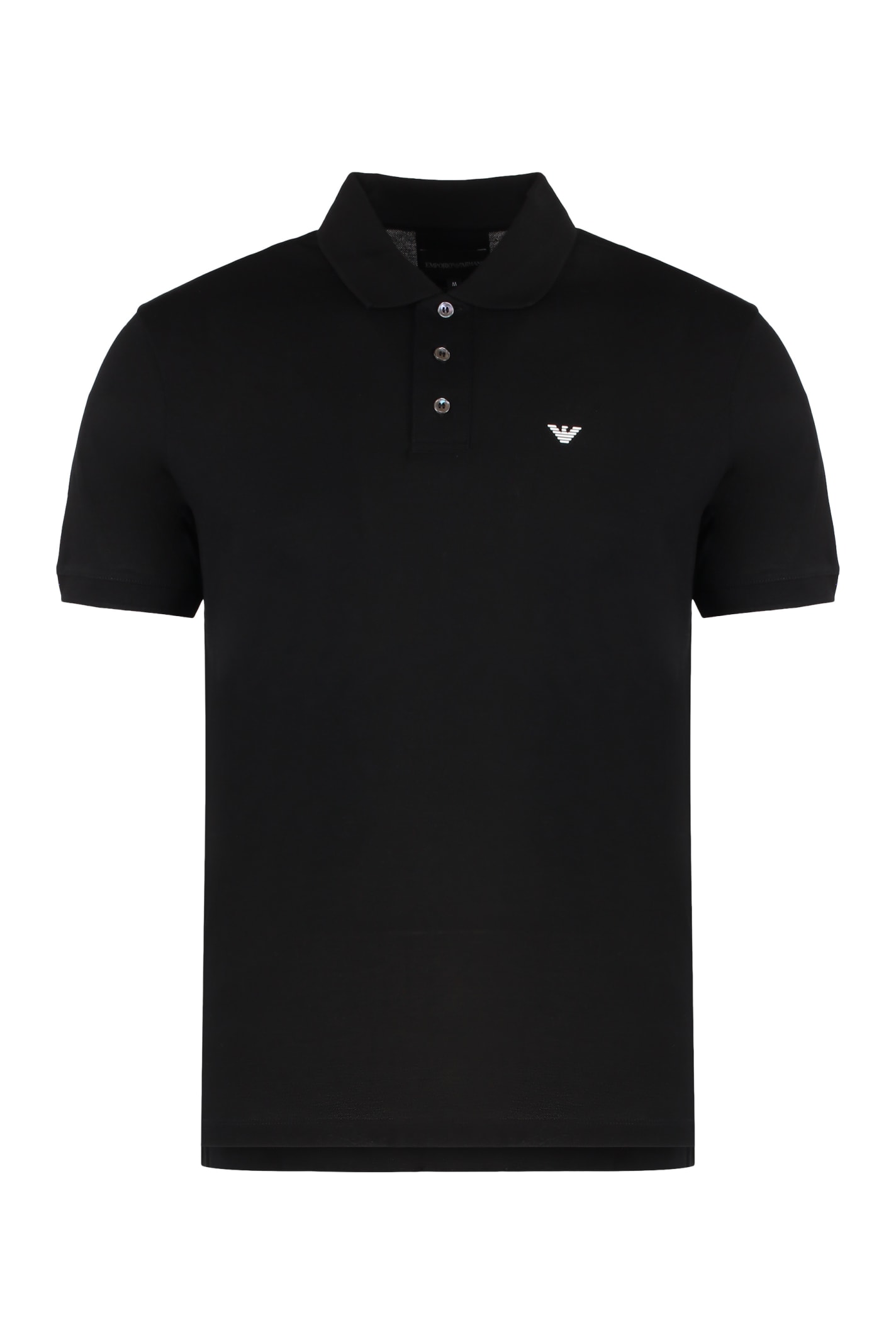 Emporio Armani Cotton-piqué Polo Shirt In Black