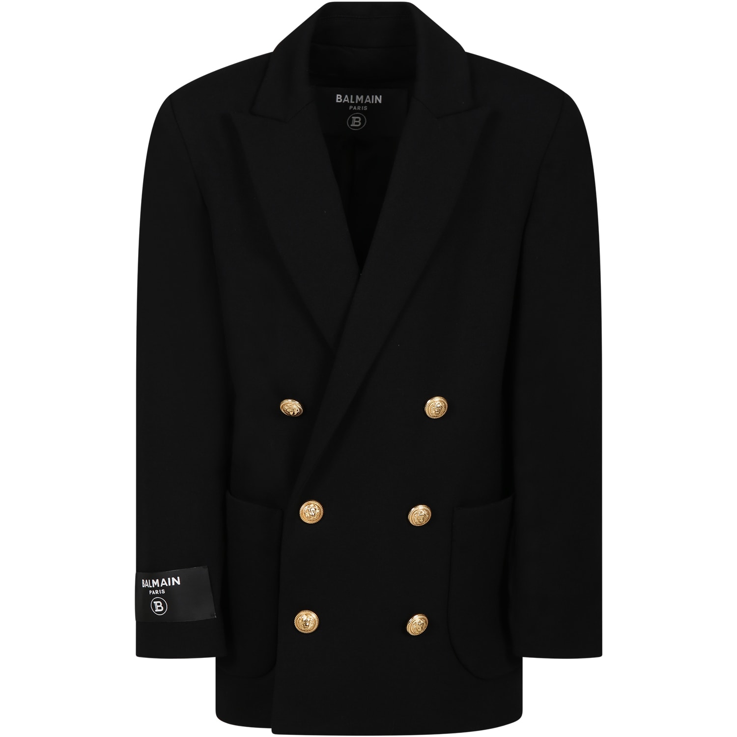 Balmain Black Jacket For Girl With Iconic Buttons