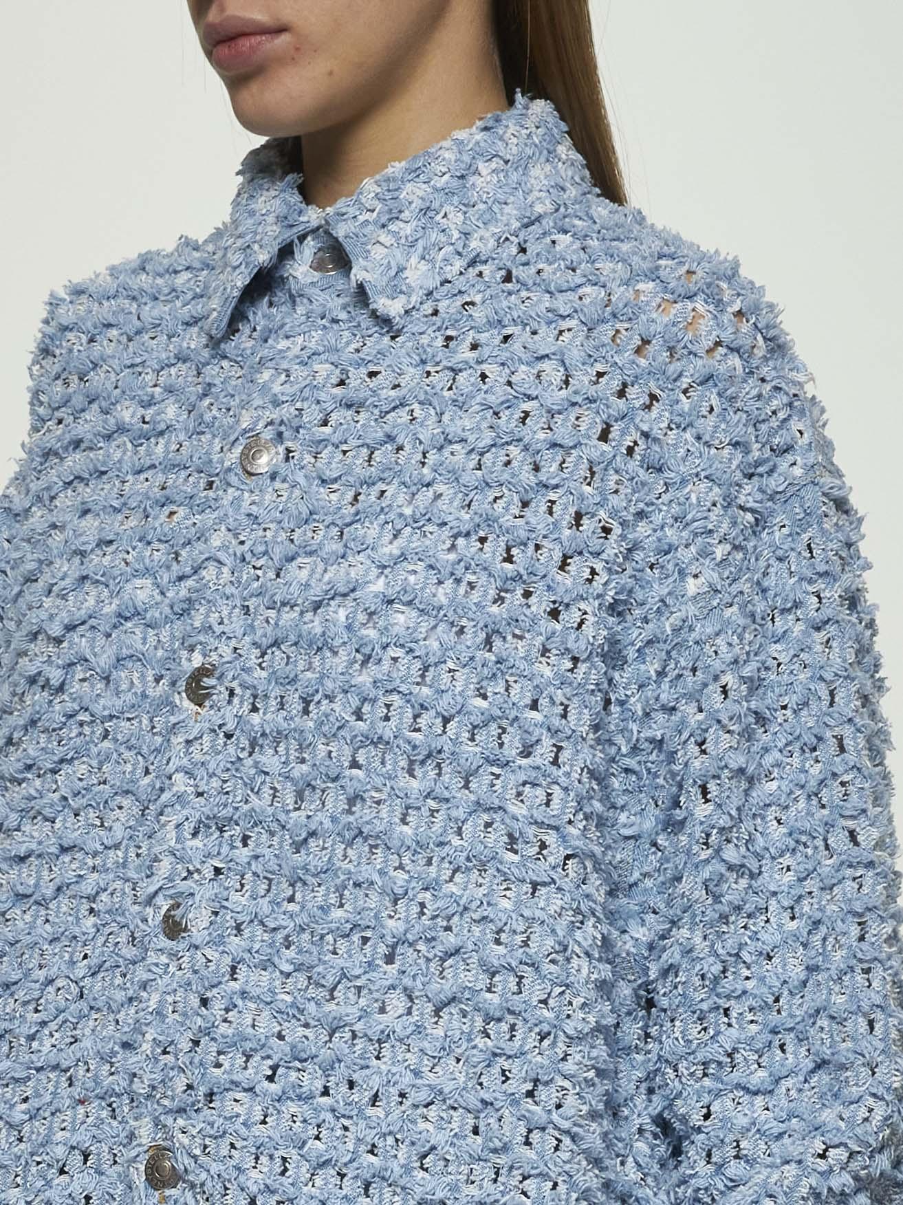 Shop Stella Mccartney Light Blue Bouclé Denim Shirt