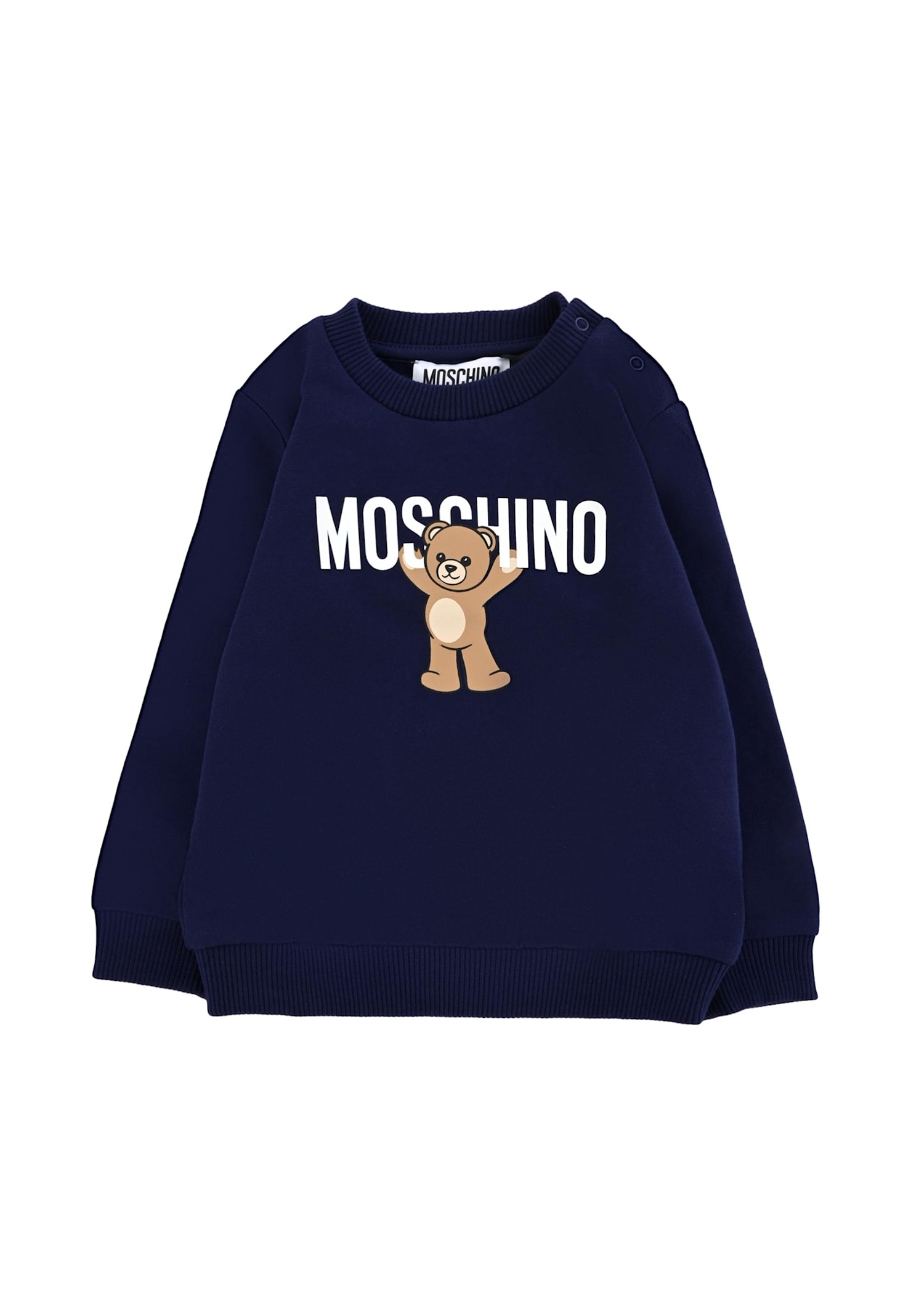 Moschino Blue Sweatshirt For Babykids With Teddy Bear In Blue