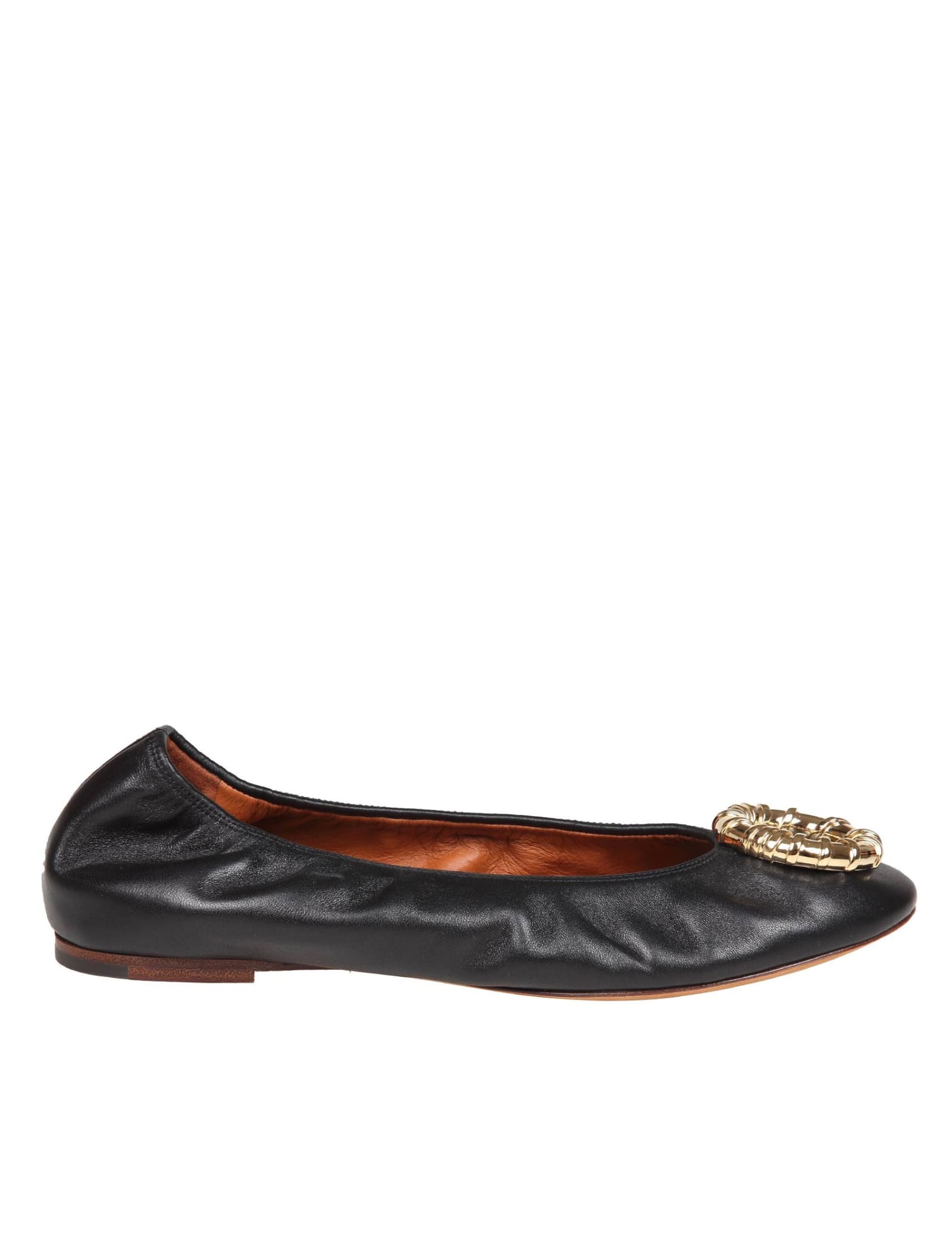 Shop Lanvin Nappa Ballerina With Black Buckle