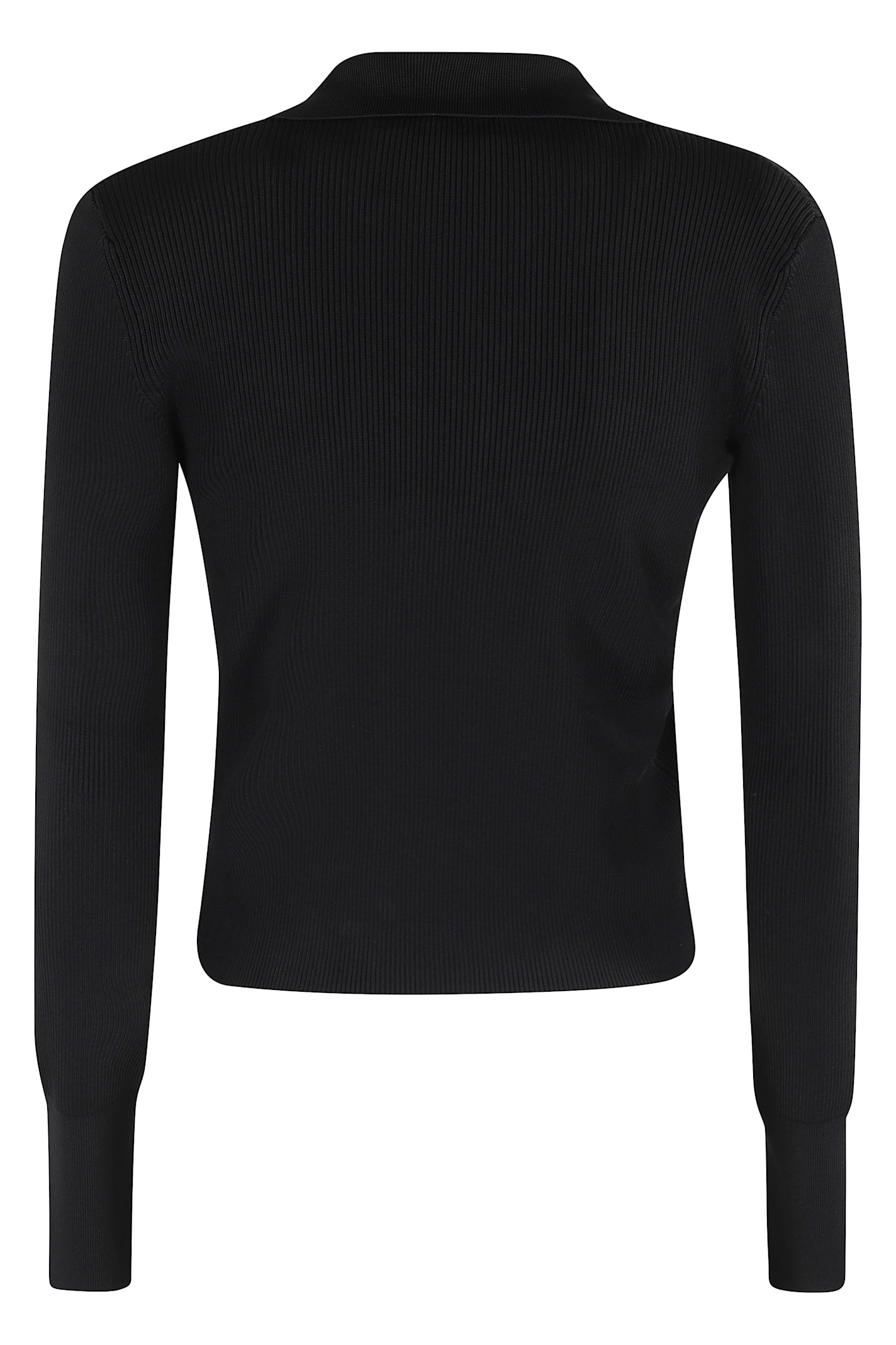 Iro Fitted Long-sleeve Top With Deep V-neckline In Black