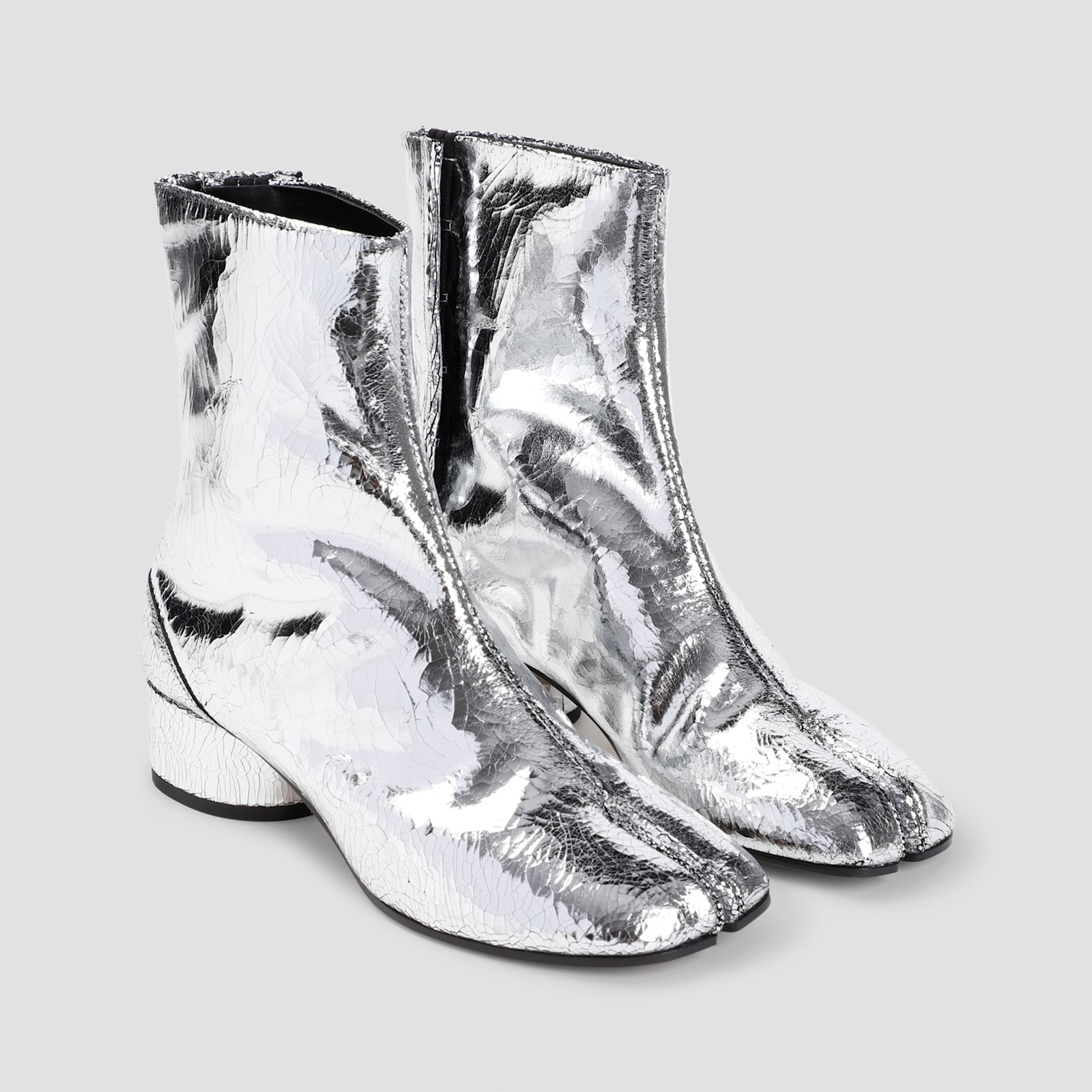 Shop Maison Margiela Tabi H30 Ankle Boots In Silver