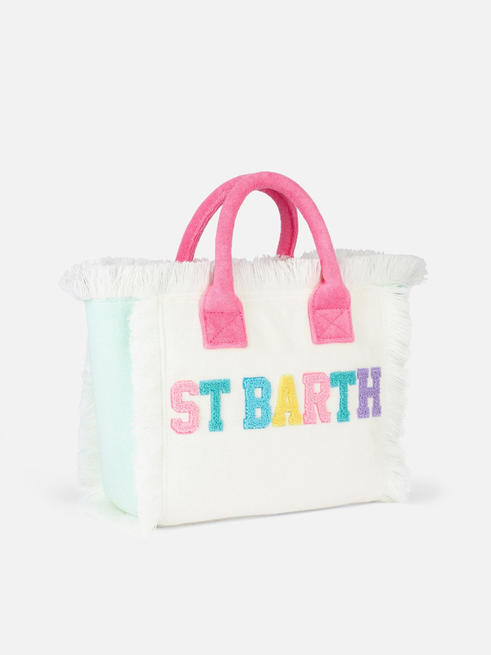 Mc2 Saint Barth Terry Multicolor Patch Colette Sponge Handbag In White
