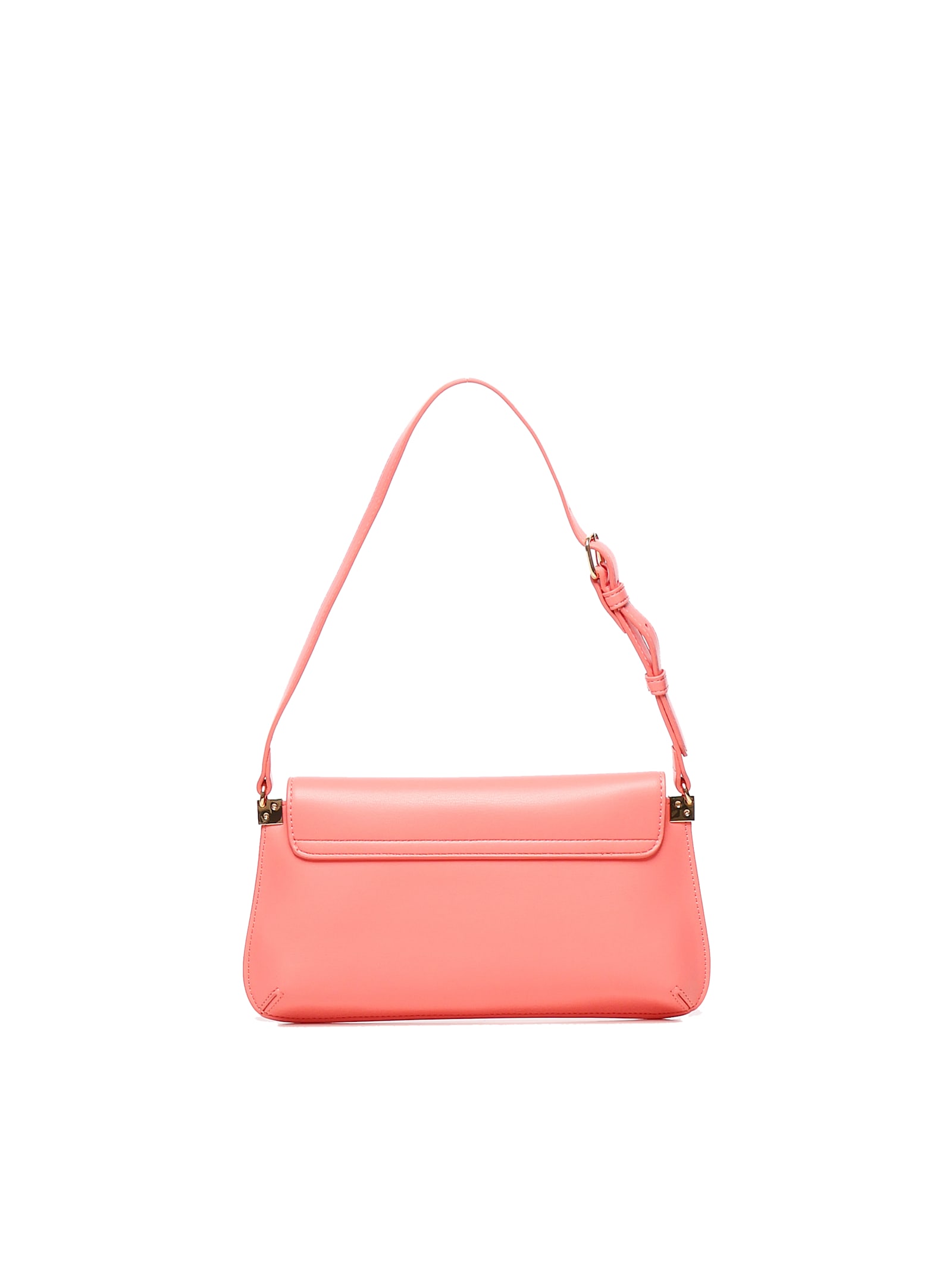 Love Moschino Pink Flat Shoulder Bag With Gold Logo In Pink