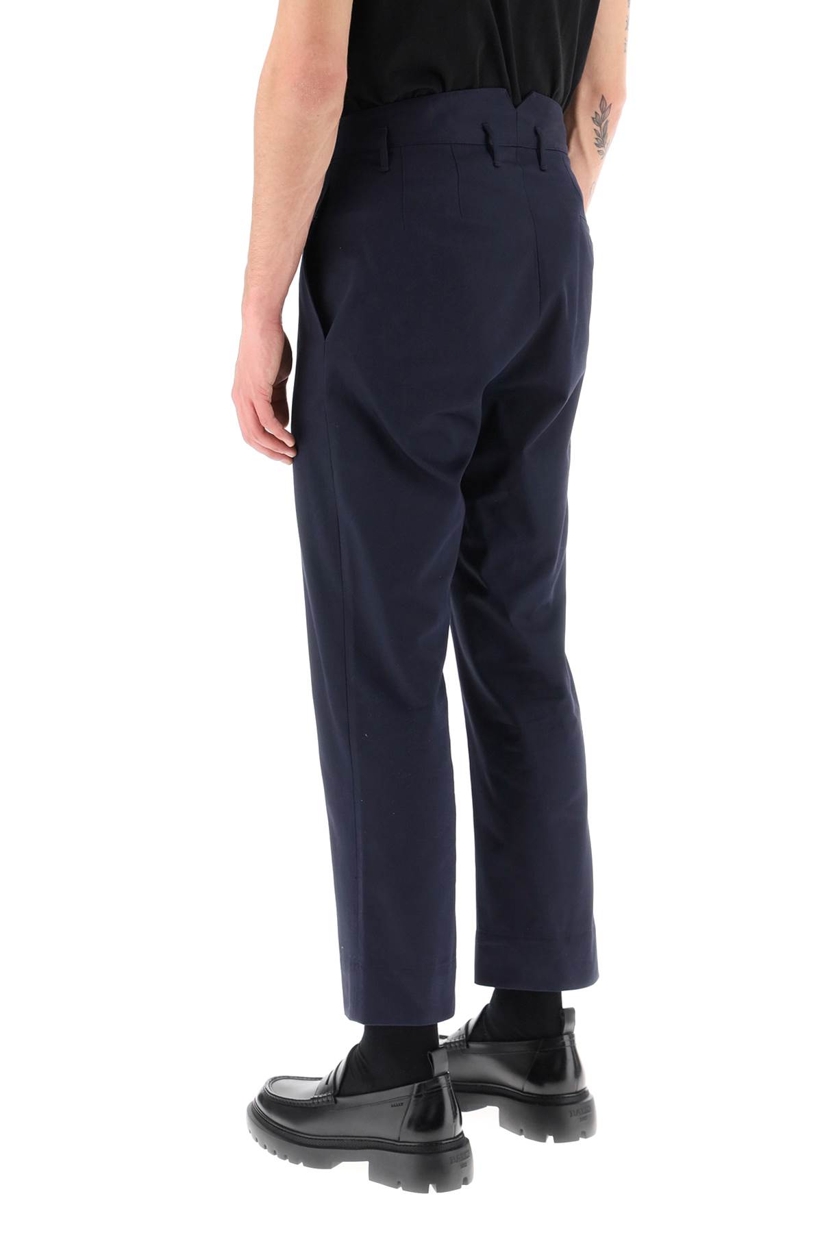 Shop Vivienne Westwood Cropped Cruise Pants Featuring Embroidered Heart-shaped Logo In Navy (blue)