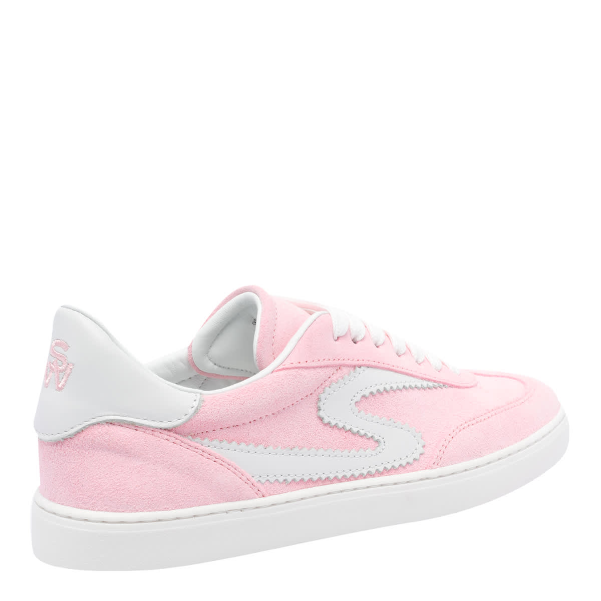 Stuart Weitzman Round Toe Suede Sneakers With Contrast Heel