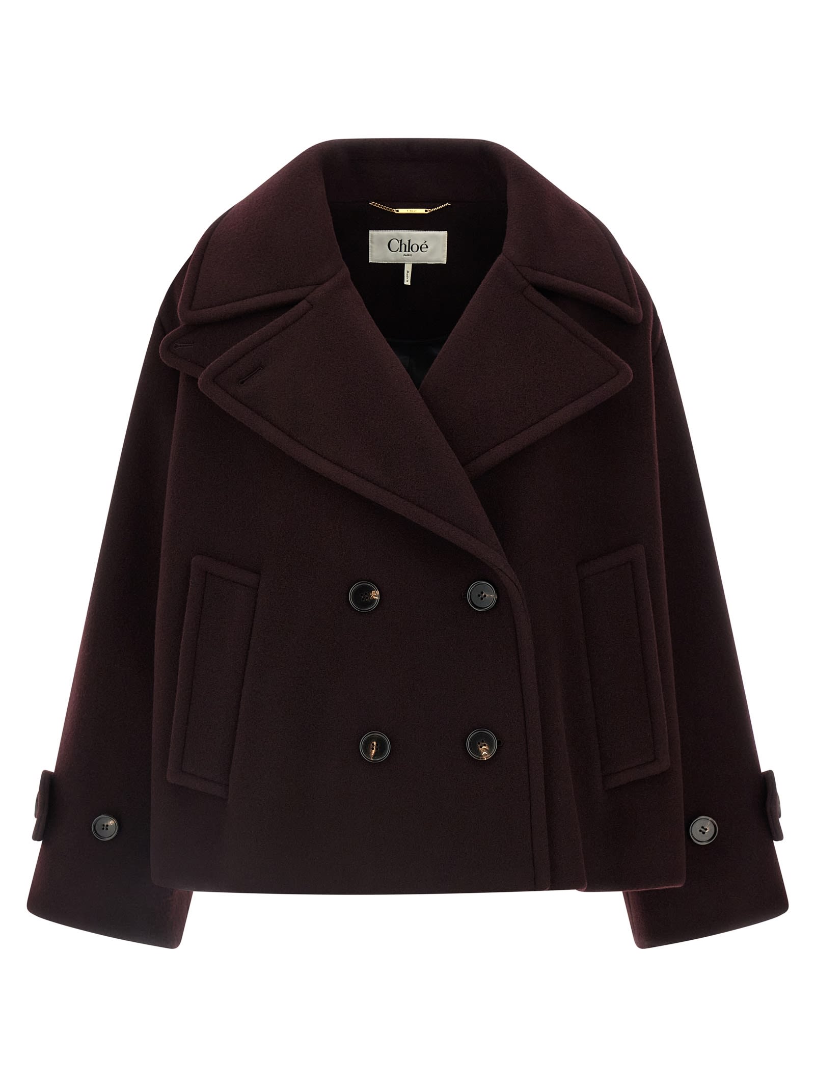 Chloé Double-breasted Short Coat Coats And Trench Coats Bordeaux In Burgundy