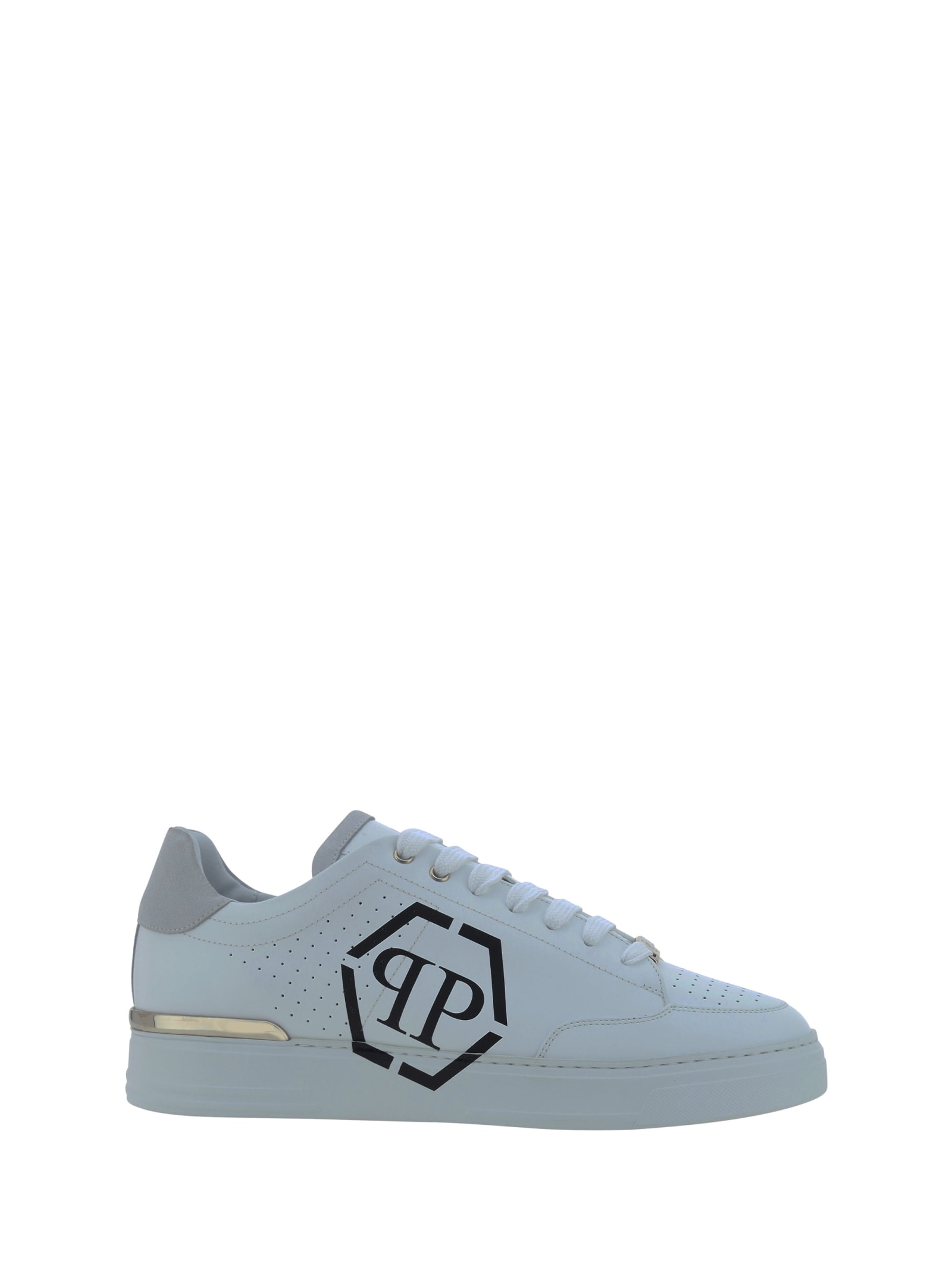 Shop Philipp Plein Lo Top Sneakers In White Black