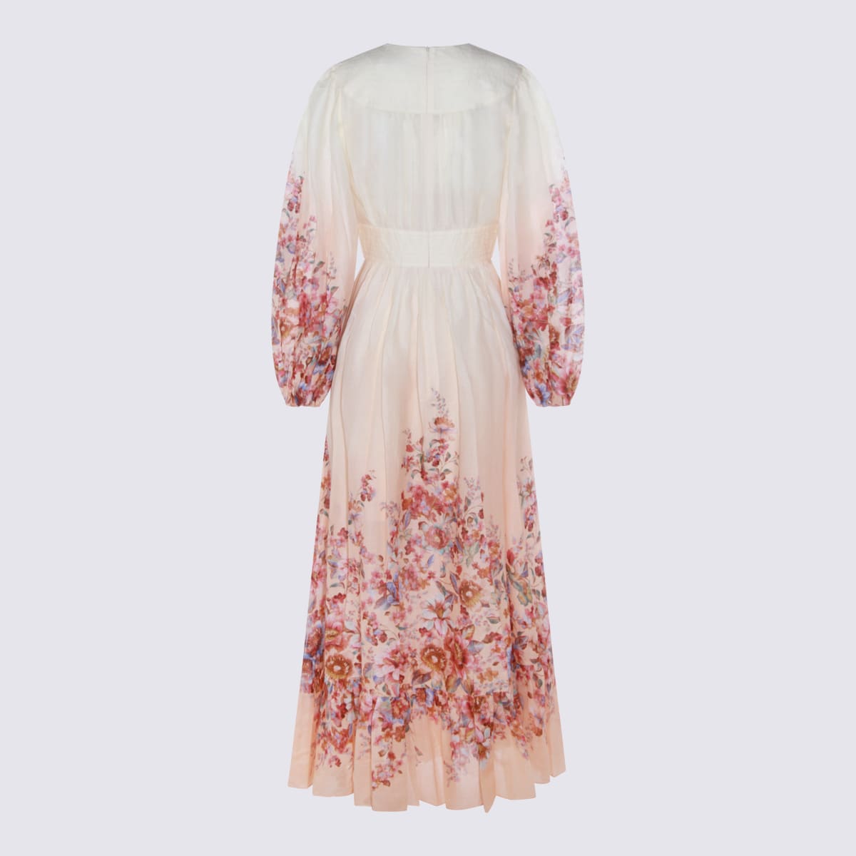Zimmermann Ivory Floral Cotton Dress In Multi