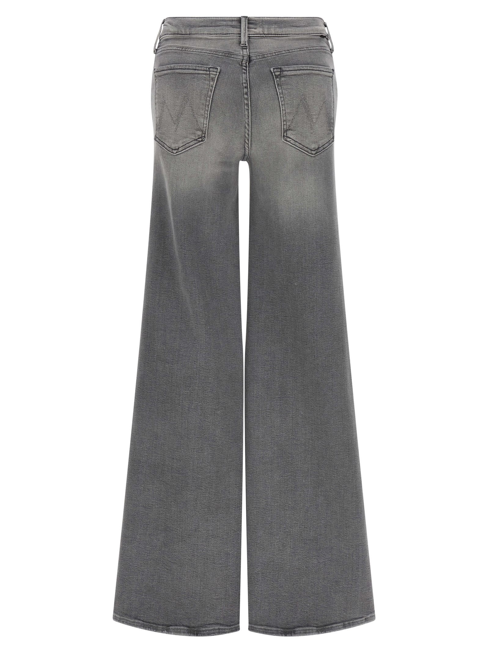 Mother Wide-leg Jeans Five-pocket Design In Gray