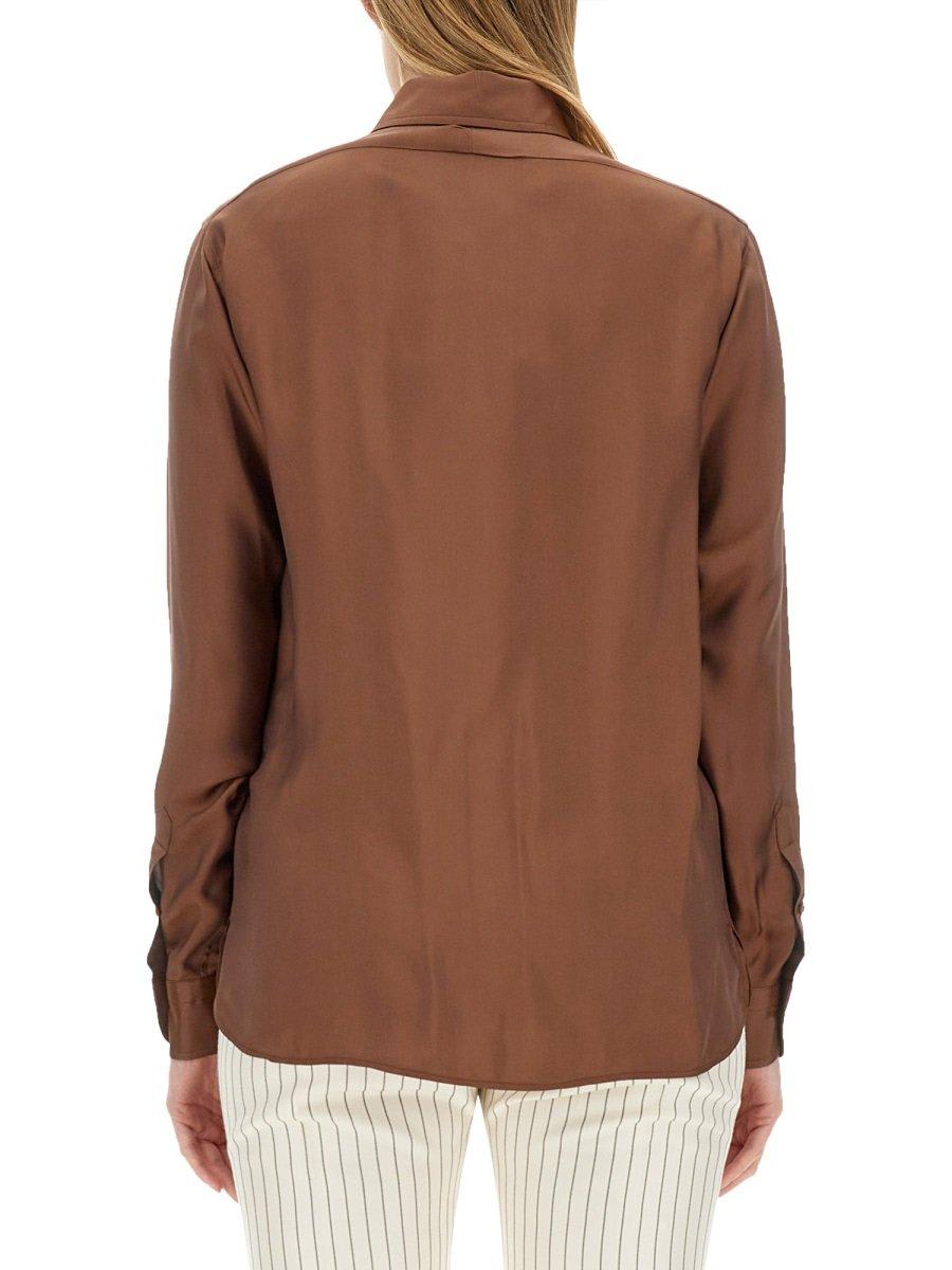 Shop Tom Ford Pleated Longsleeved Shirt In Brown