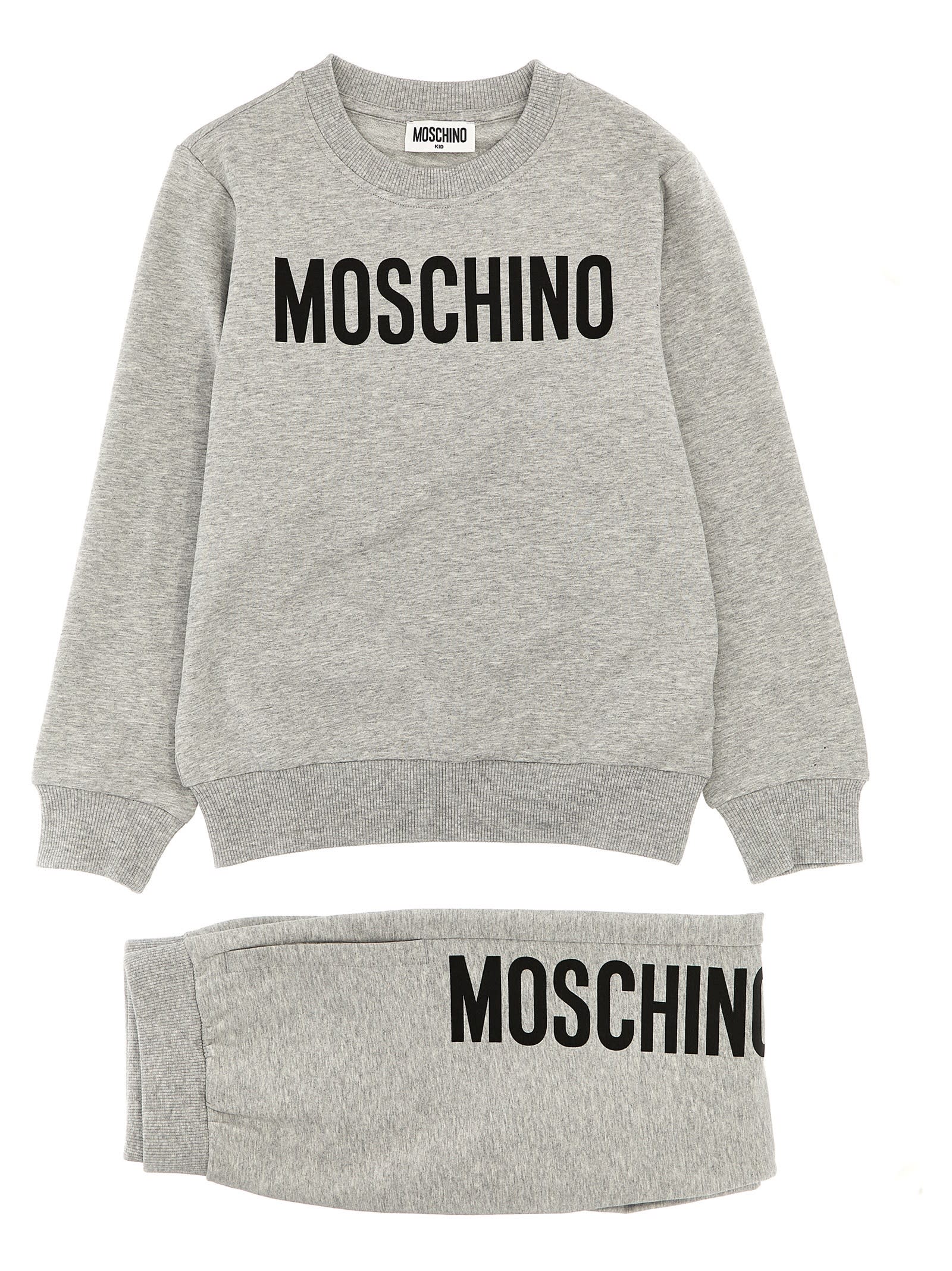 Moschino Kids' Logo Print Tracksuit In Gray