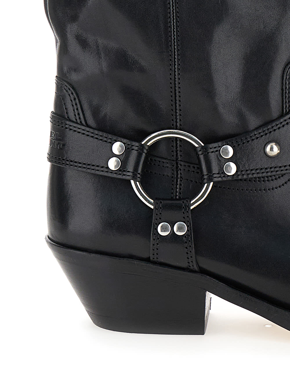 Shop Isabel Marant Anyta Black Ankle Boots With Studs In Leather Woman