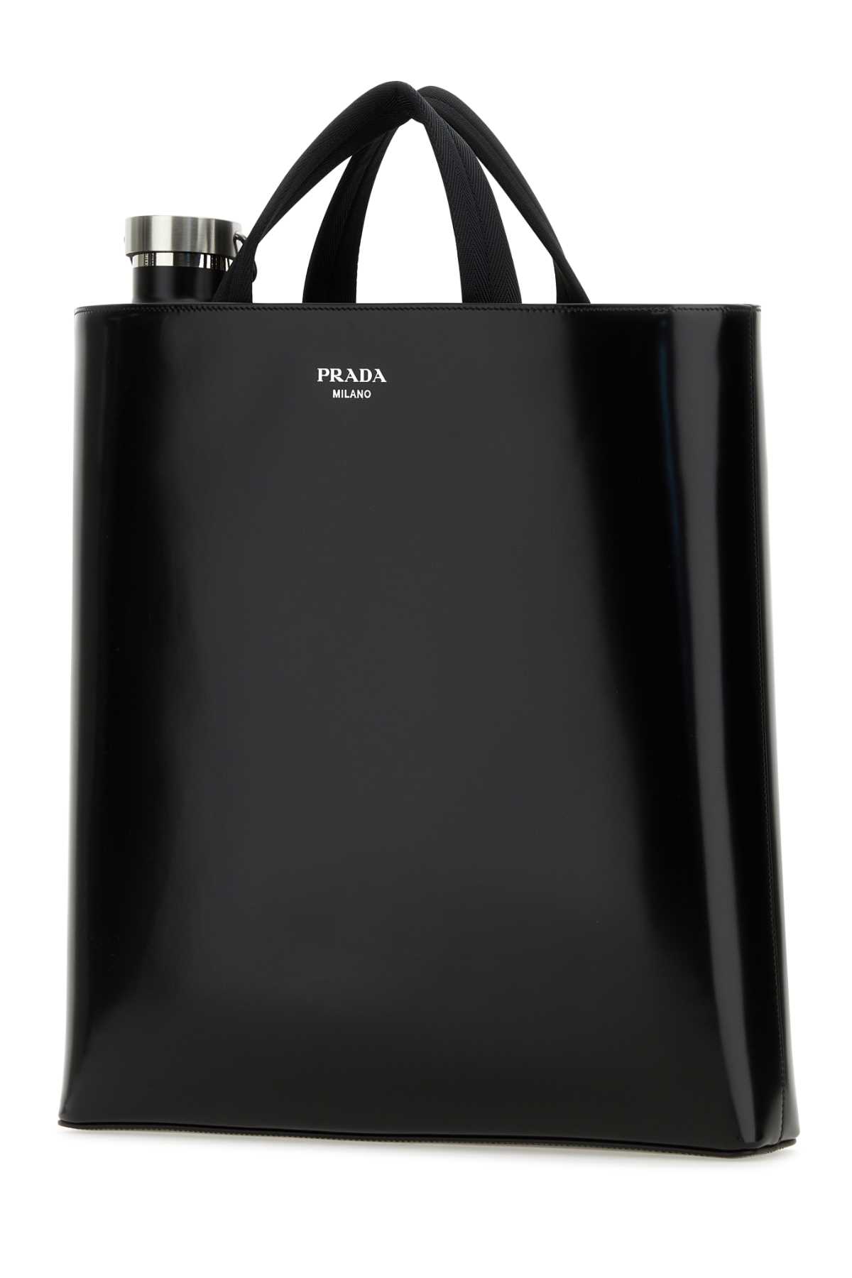 Shop Prada Black Leather Shopping Bag In Nero