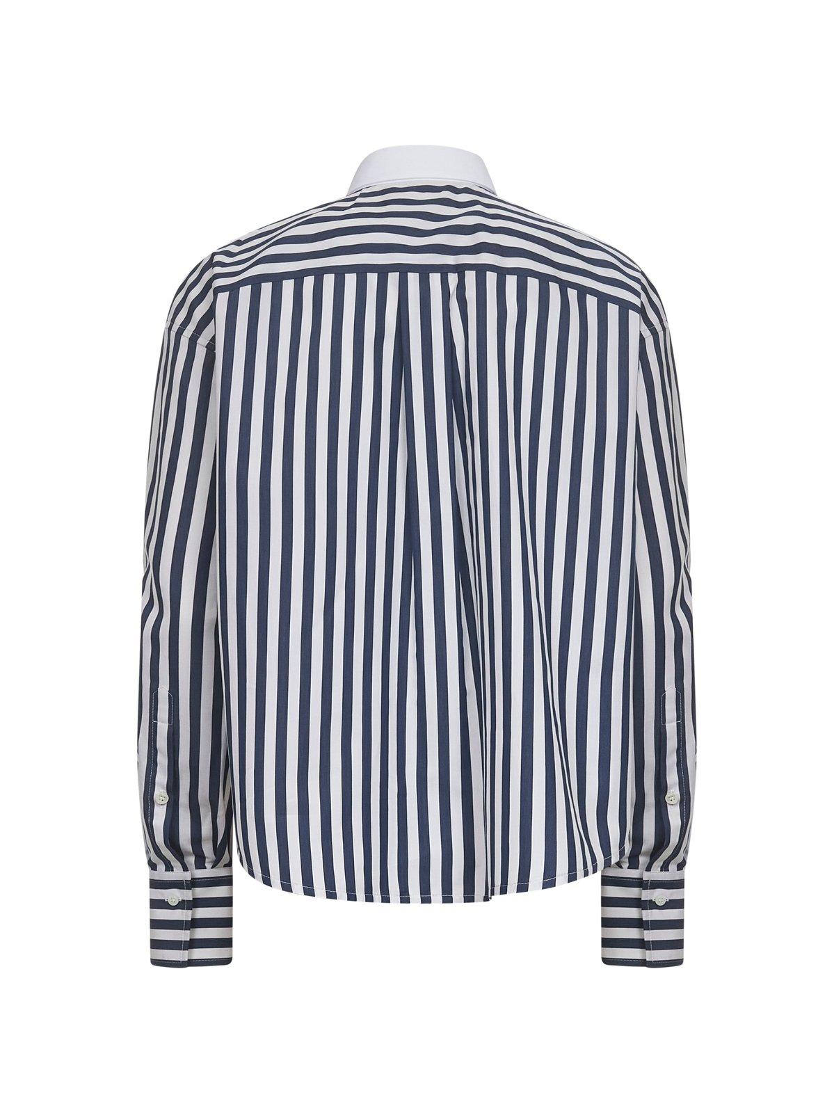 Brunello Cucinelli Striped Long-sleeved Shirt In Black