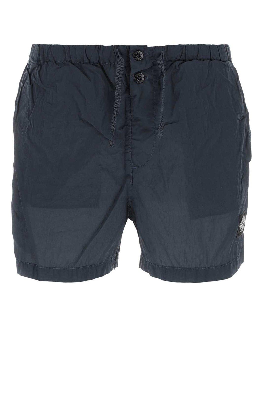STONE ISLAND LOGO PATCH BUTTONED SHORTS