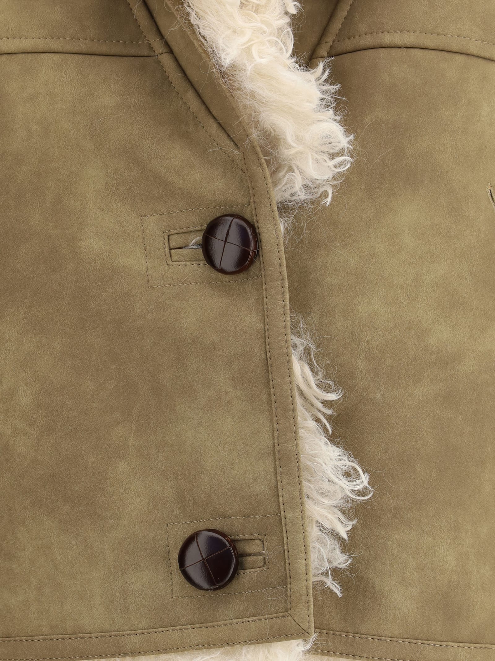 Isabel Marant Étoile Shearling Faux Leather Clara Gilet In Brown