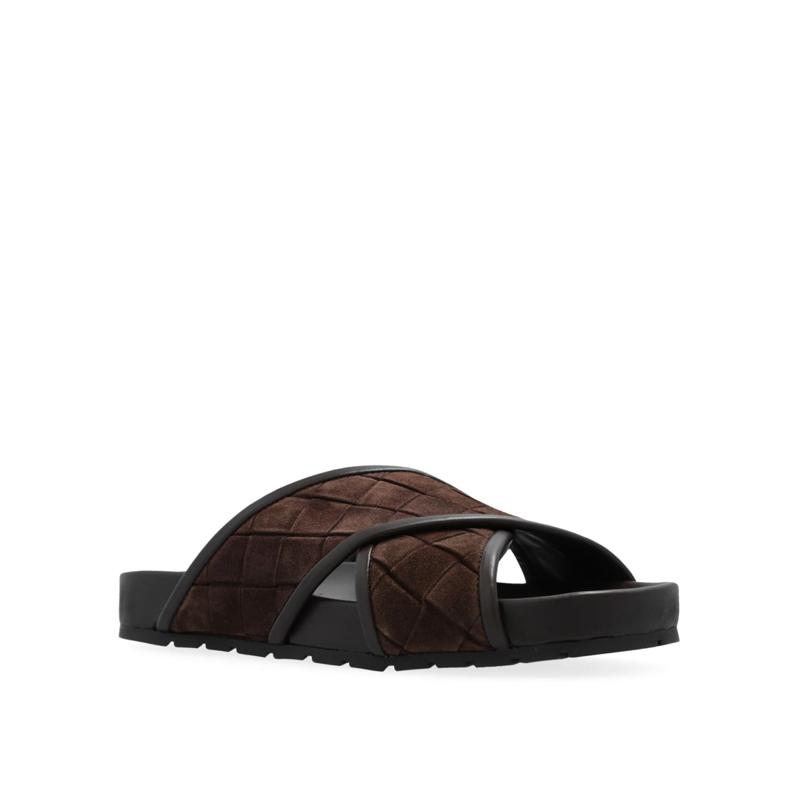 Shop Bottega Veneta Tarik Criss Cross Sandal In Brown