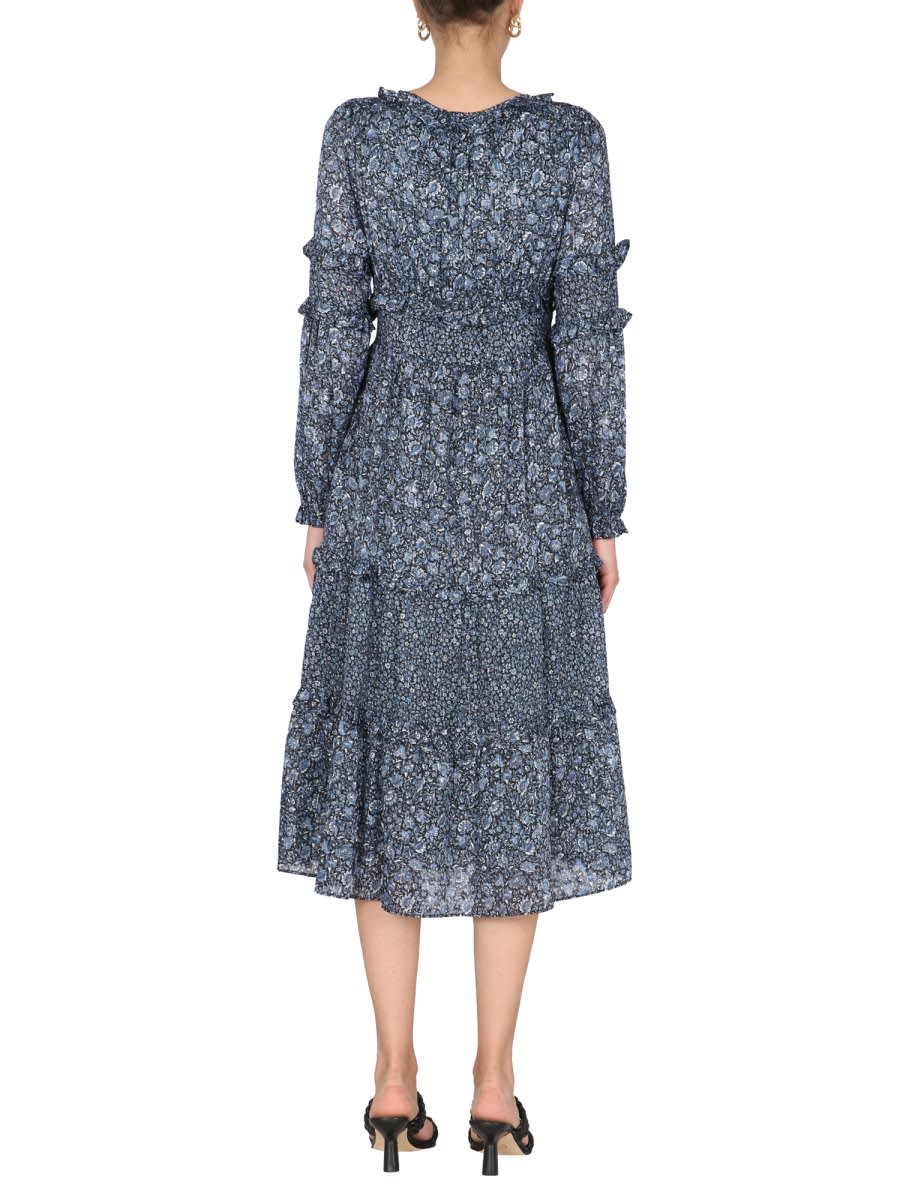 Shop Michael Kors Dress With Floral Print In Blue