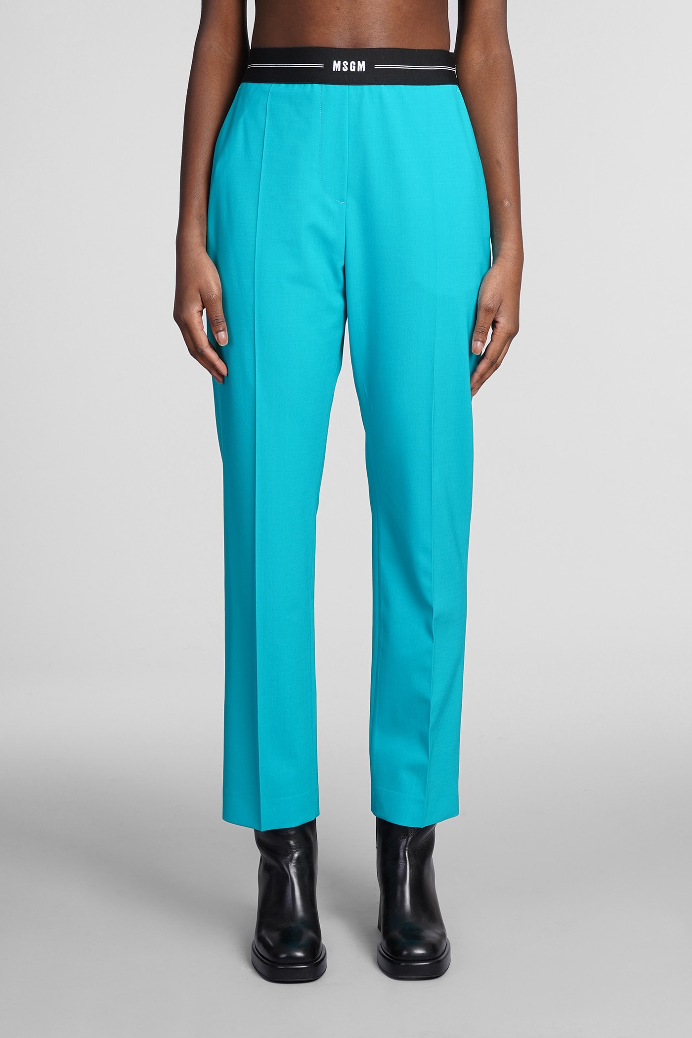 MSGM Pants In Green Wool