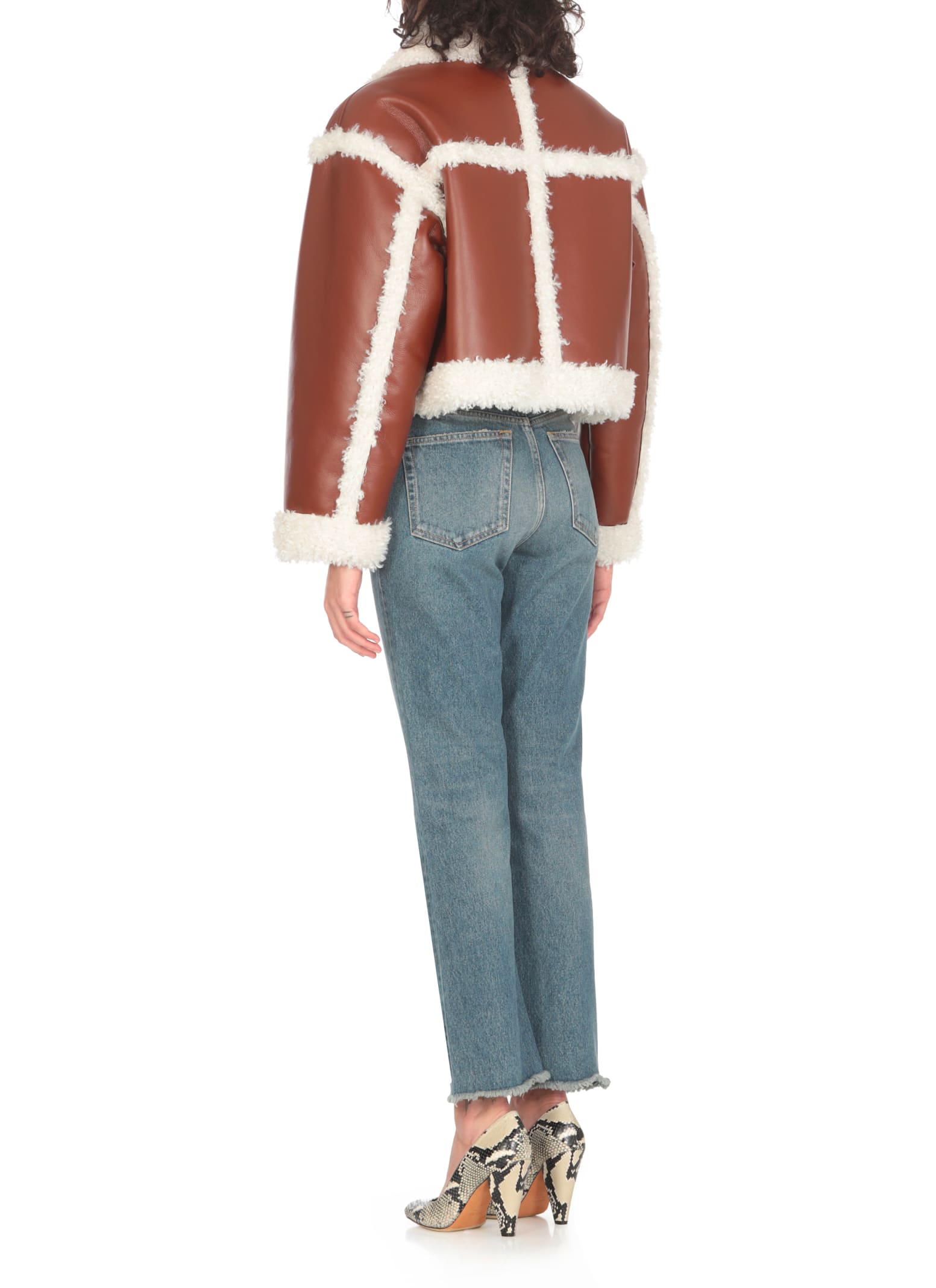 Shop Stand Studio Kristy Cropped Jacket In Brown