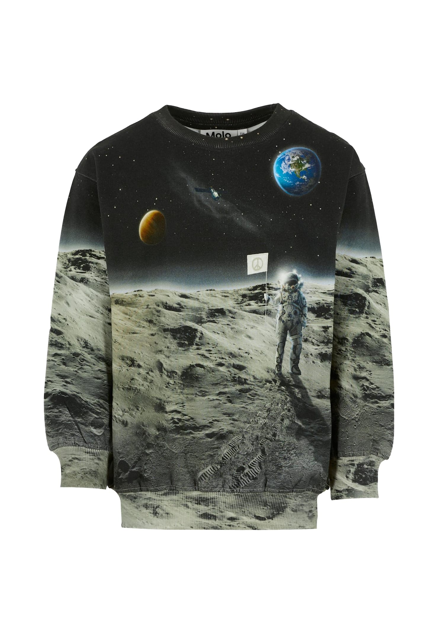 Molo Grey Sweatshirt For Boy With Astronaut Print In Multi